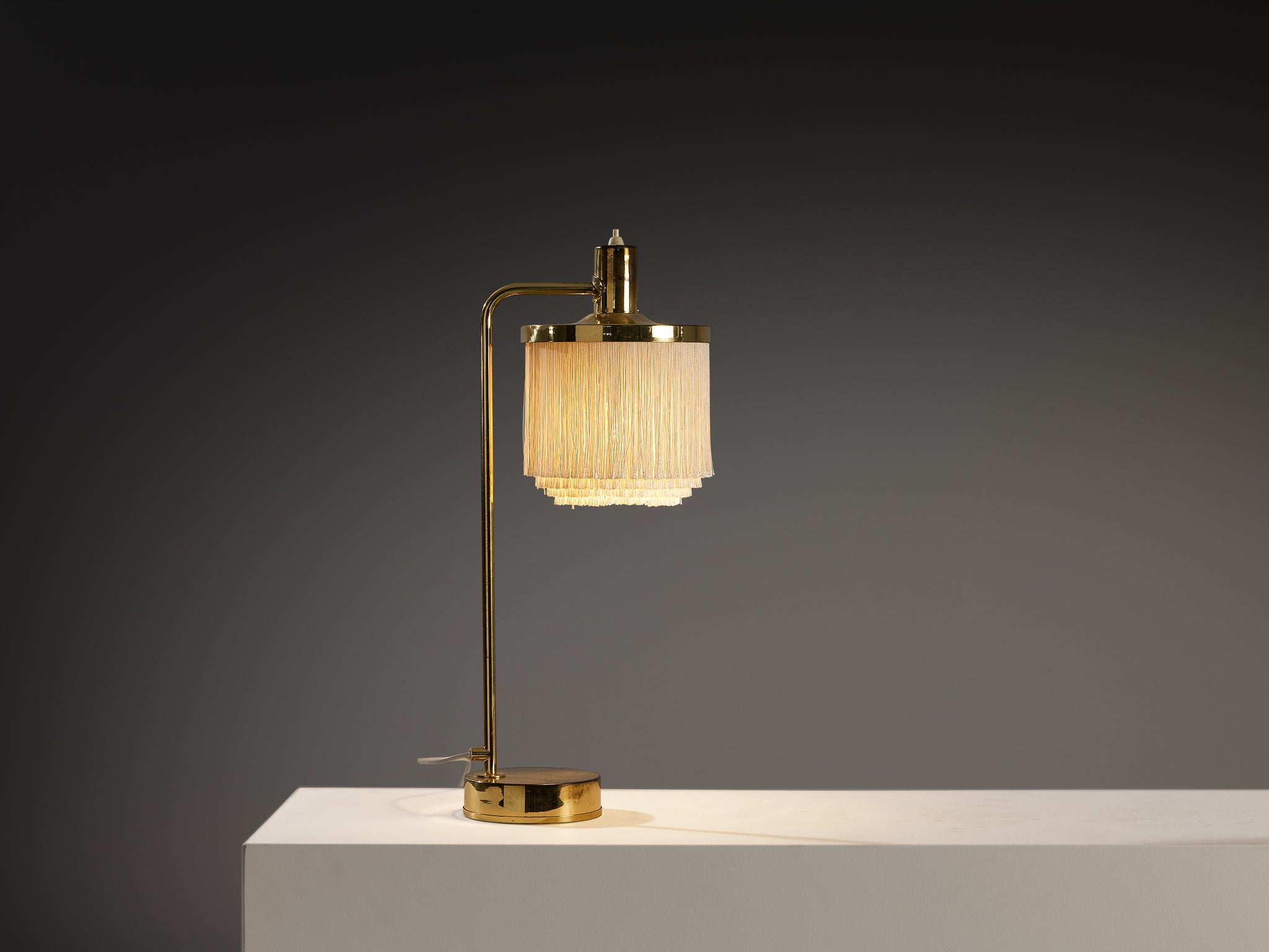 Hans Agne Jakobsson 'B140' Table Lamp in Brass with Silk Fringe Lighting Morentz