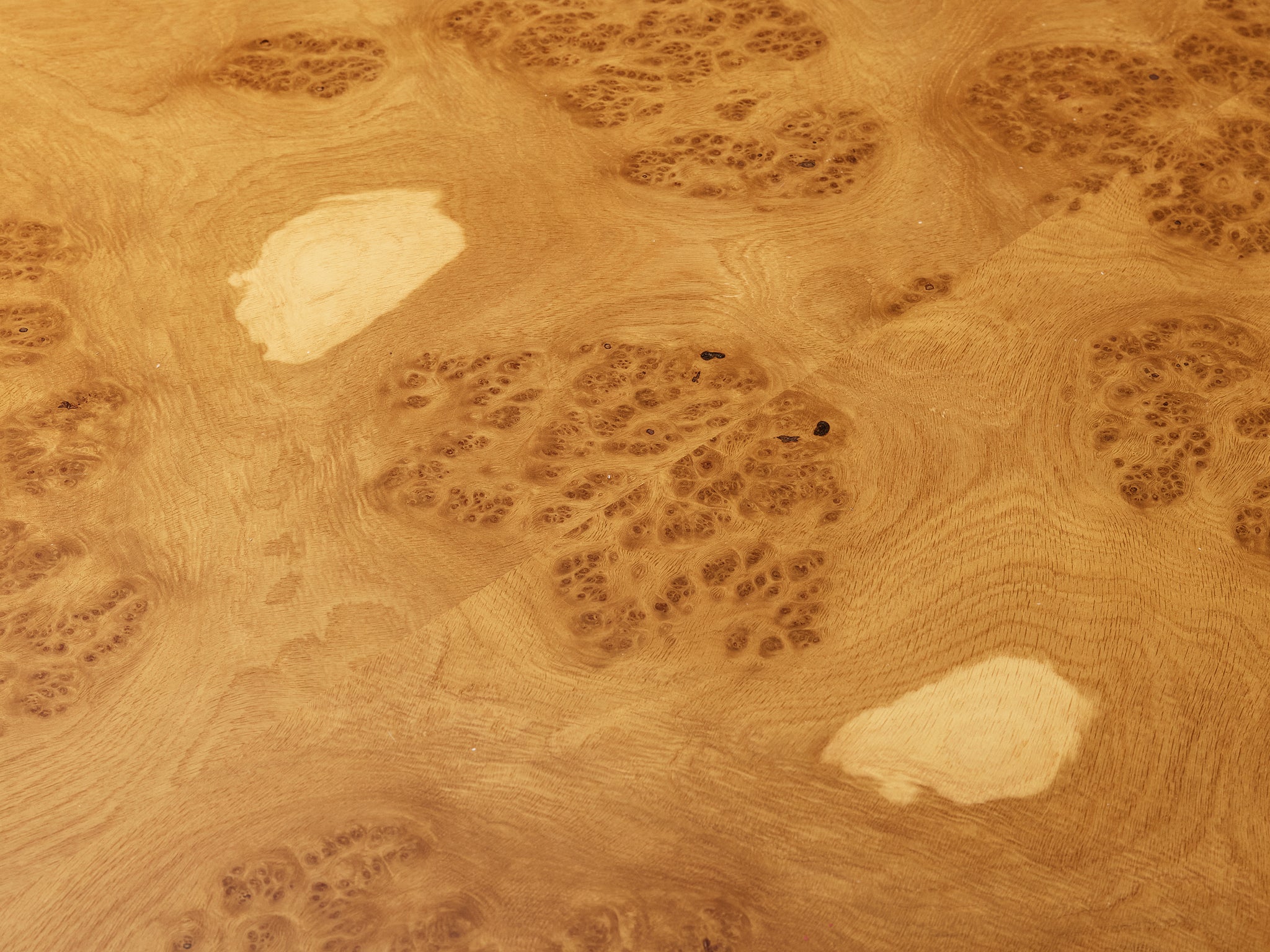 Post-Modern Burl Oak Dining Table with Wengé Inlay Tables Morentz