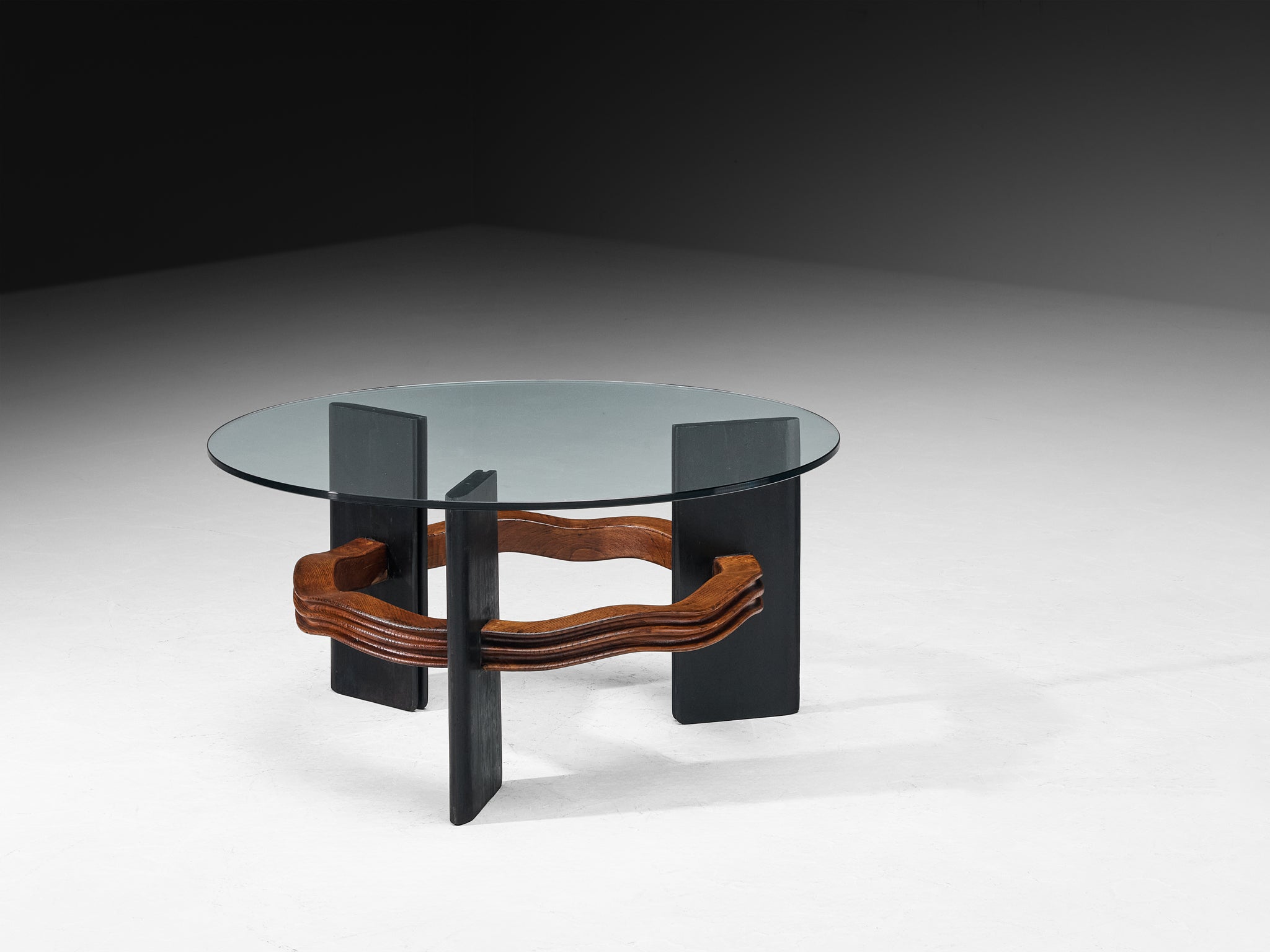 Ernesto Valabrega for Vittorio Valabrega Coffee Table in Chestnut and Glass Tables Morentz