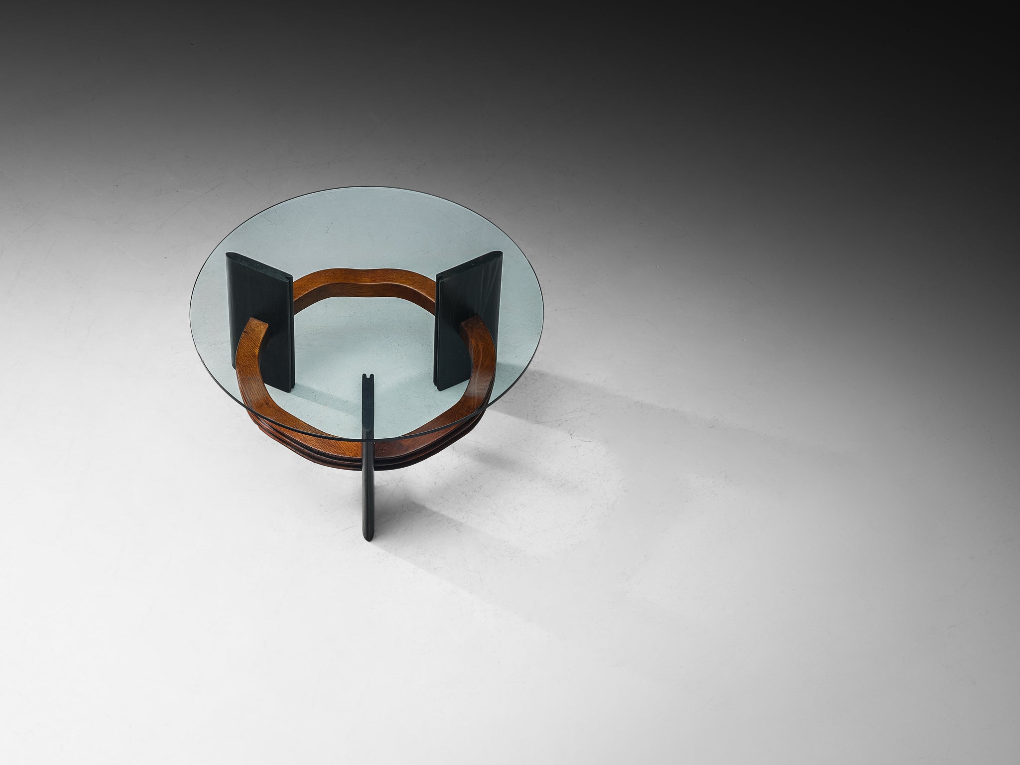 Ernesto Valabrega for Vittorio Valabrega Coffee Table in Chestnut and Glass Tables Morentz