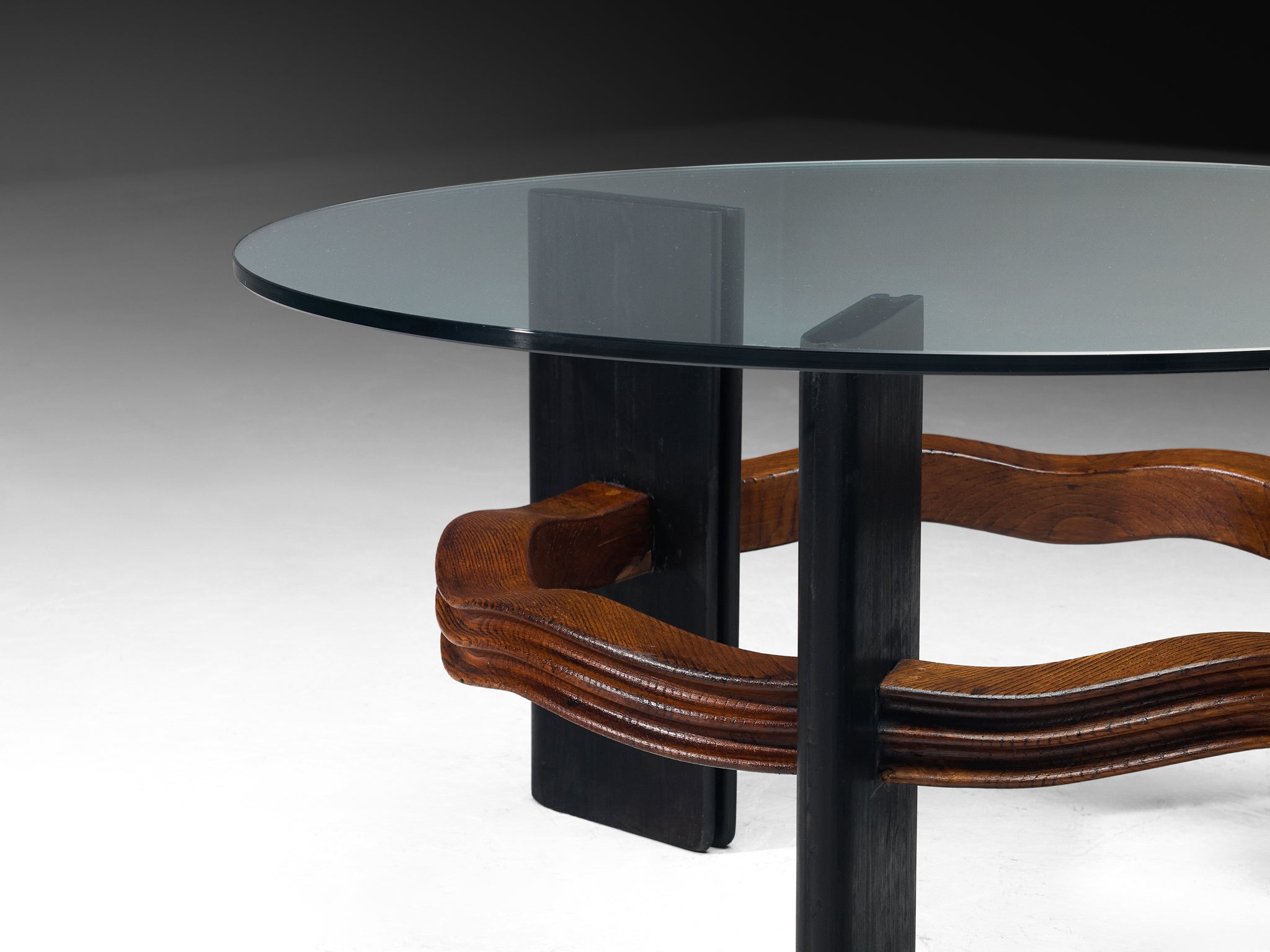 Ernesto Valabrega for Vittorio Valabrega Coffee Table in Chestnut and Glass Tables Morentz