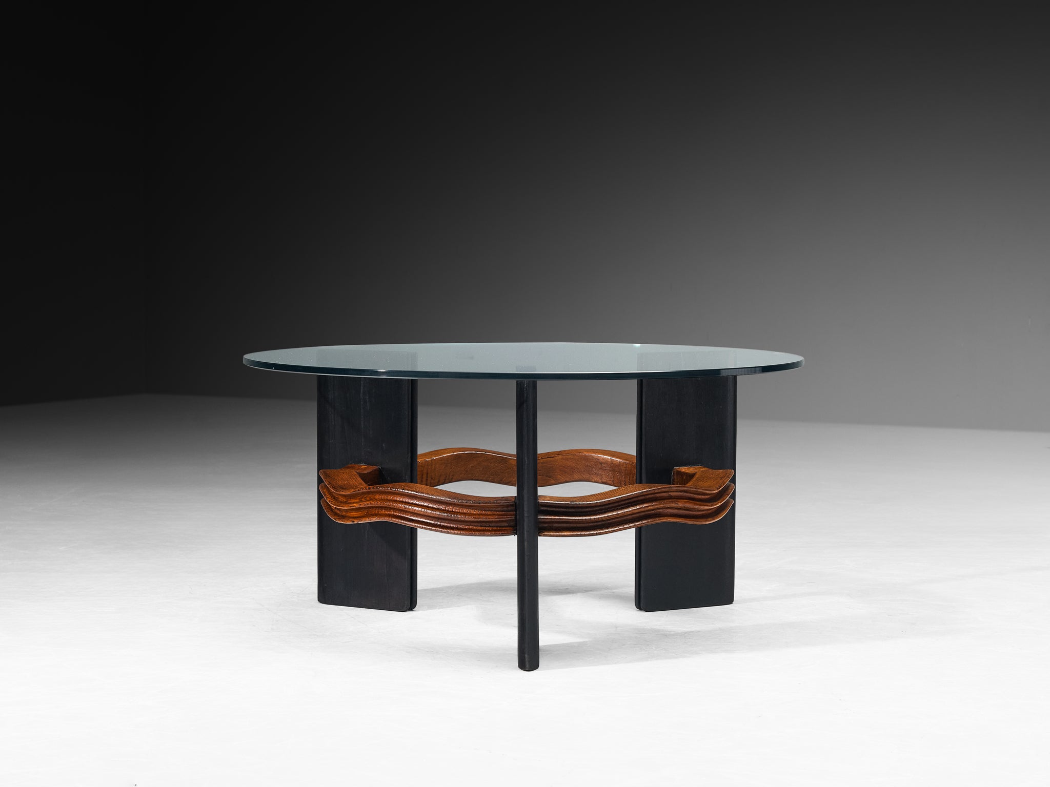 Ernesto Valabrega for Vittorio Valabrega Coffee Table in Chestnut and Glass Tables Morentz