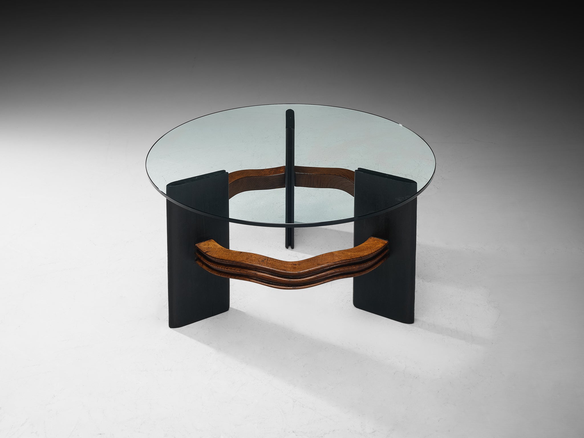 Ernesto Valabrega for Vittorio Valabrega Coffee Table in Chestnut and Glass Tables Morentz