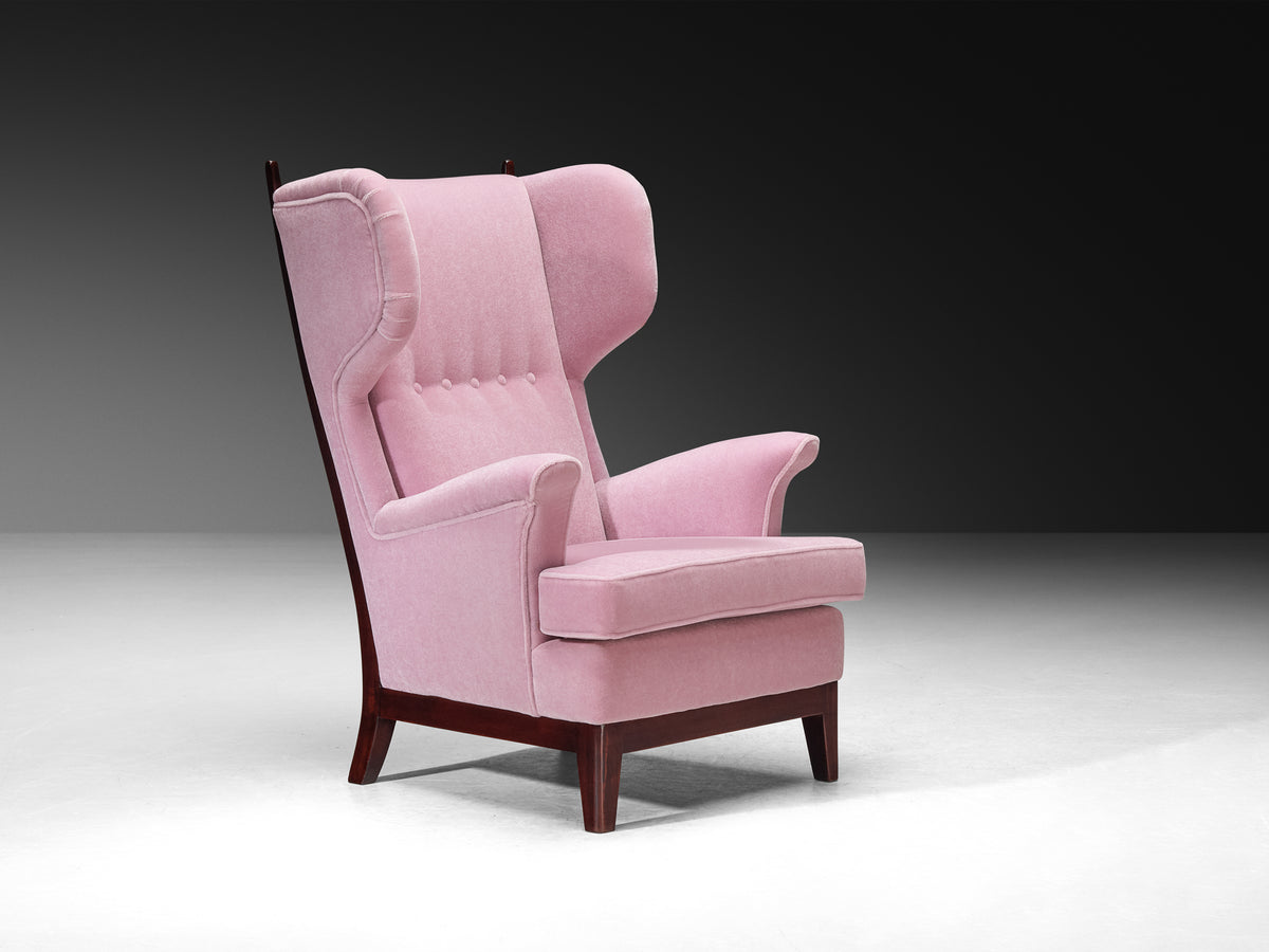 Rare Osvaldo Borsani for Arredamenti Borsani Varedo Easy Chair in Lilac Mohair Seating Morentz