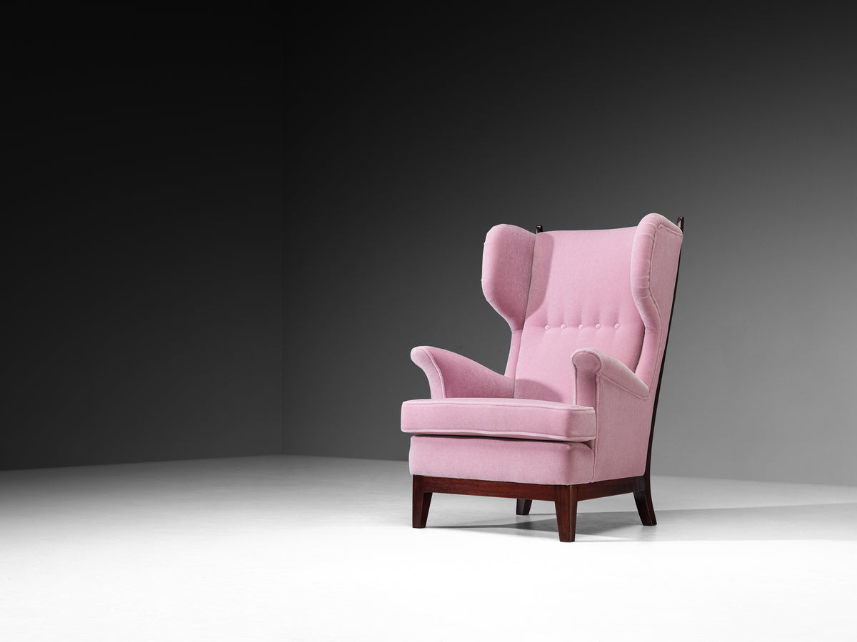 Rare Osvaldo Borsani for Arredamenti Borsani Varedo Easy Chair in Lilac Mohair Seating Morentz