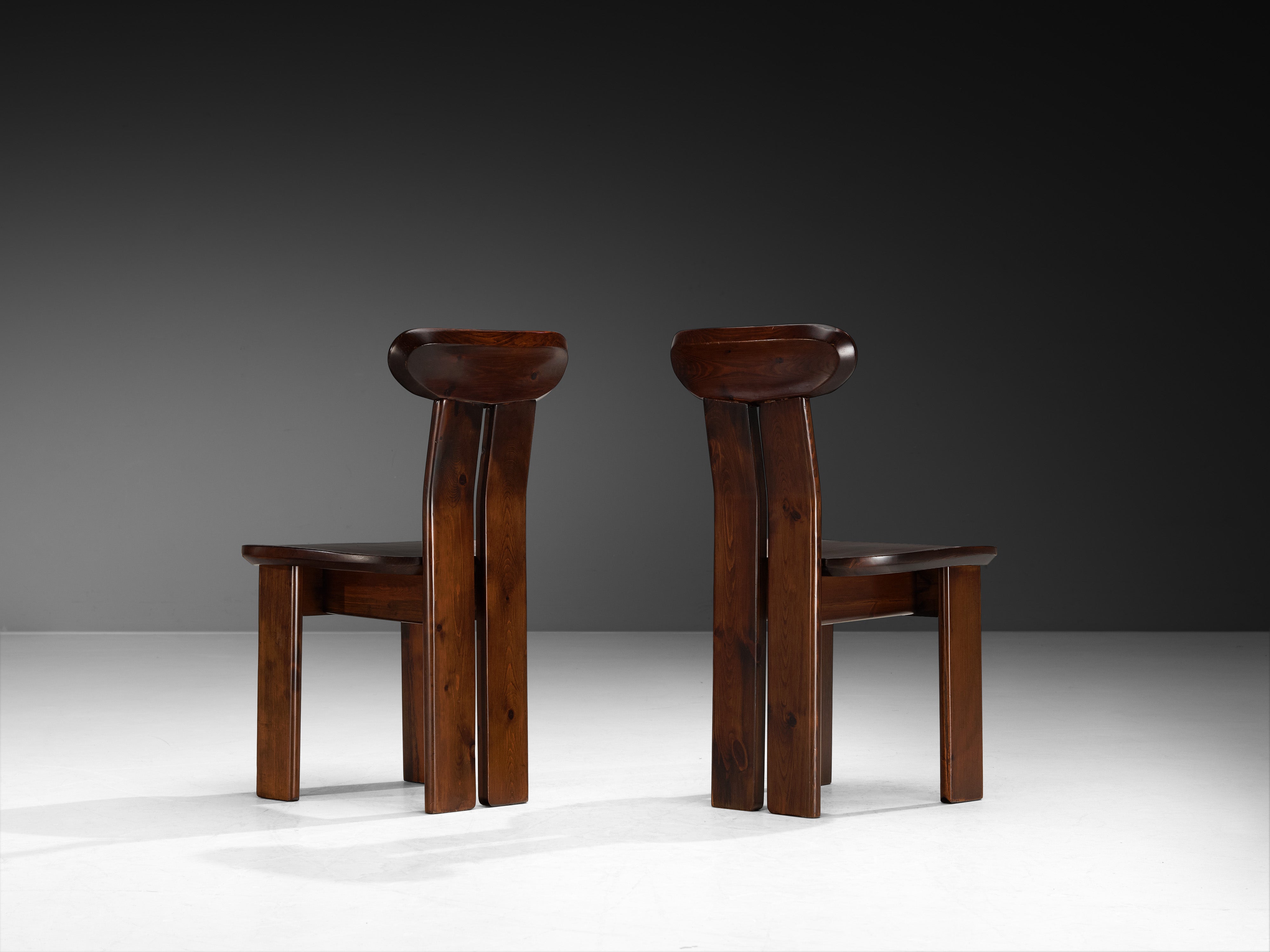 1970s Post-Modern Italian Set of Twelve Dining Chairs in Pine Seating Morentz