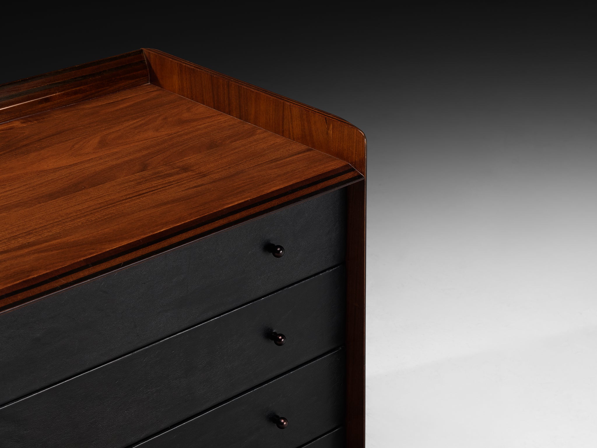 Afra & Tobia Scarpa for Maxalto 'Artona' Chest of Drawers in Black Leather and Walnut