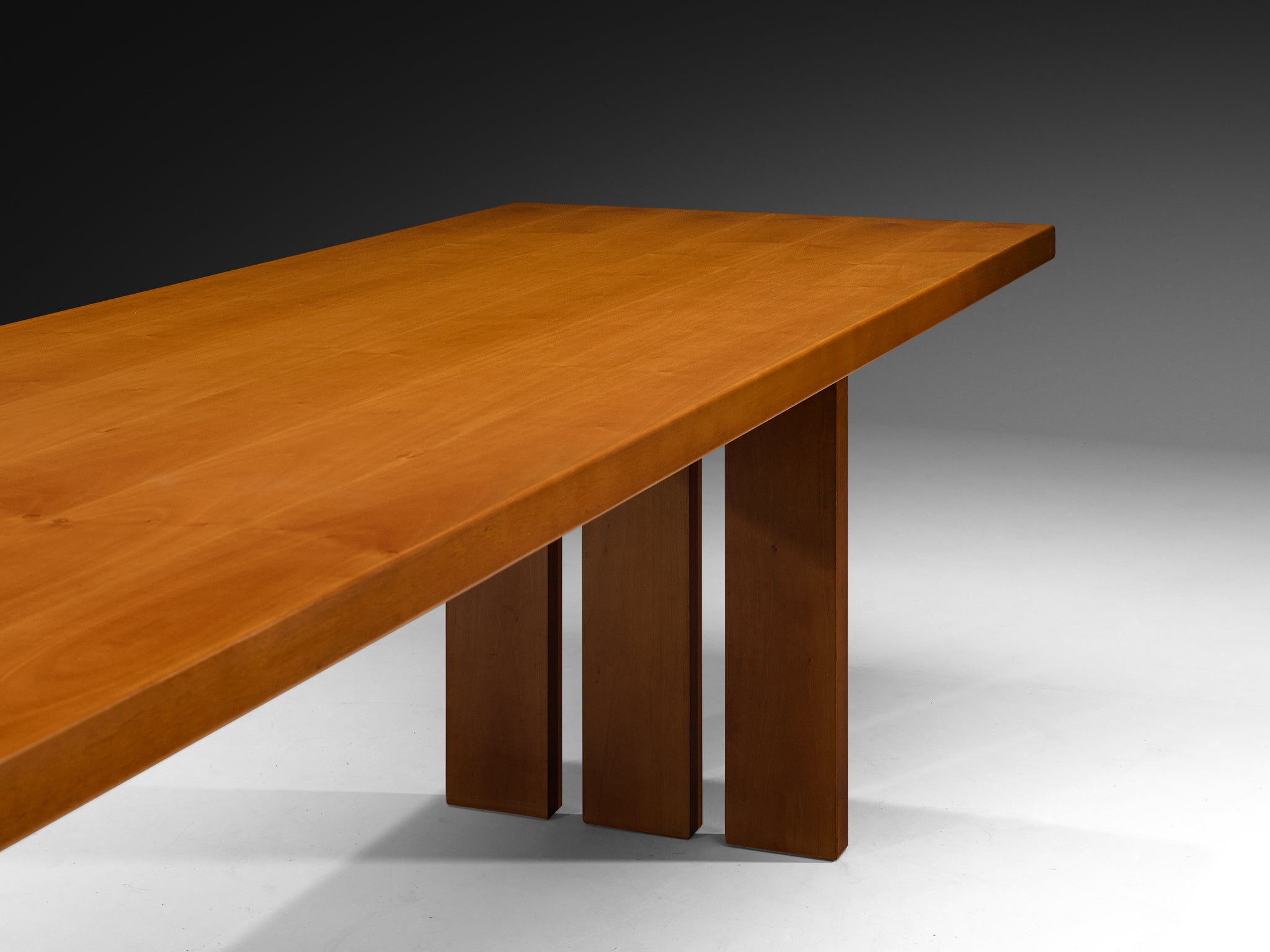Monolithic Italian Postmodern Large Dining Table in Walnut Wood 280cm/110in