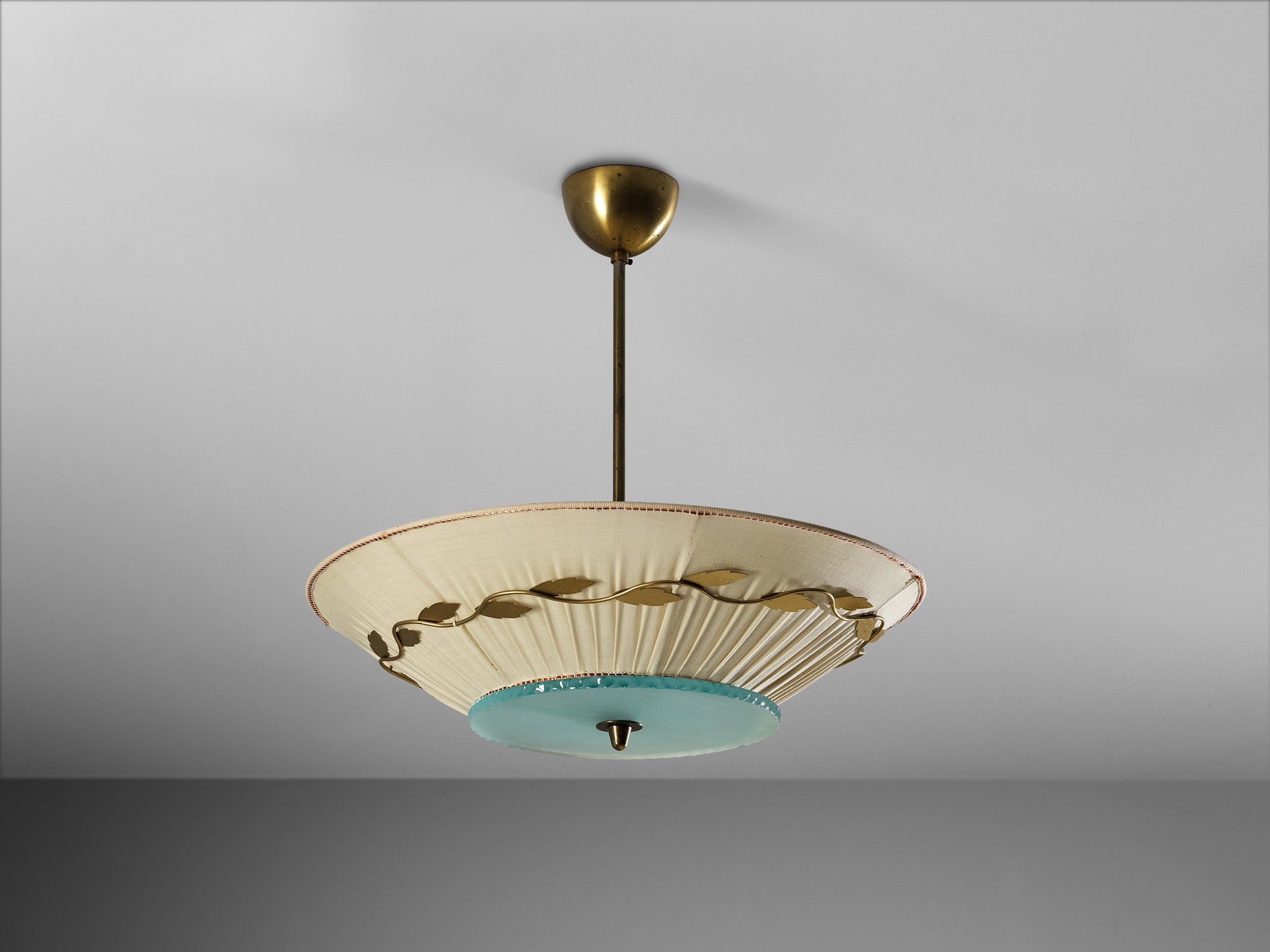 Scandinavian Modern ASEA Chandelier with Brass Leaf Ornaments