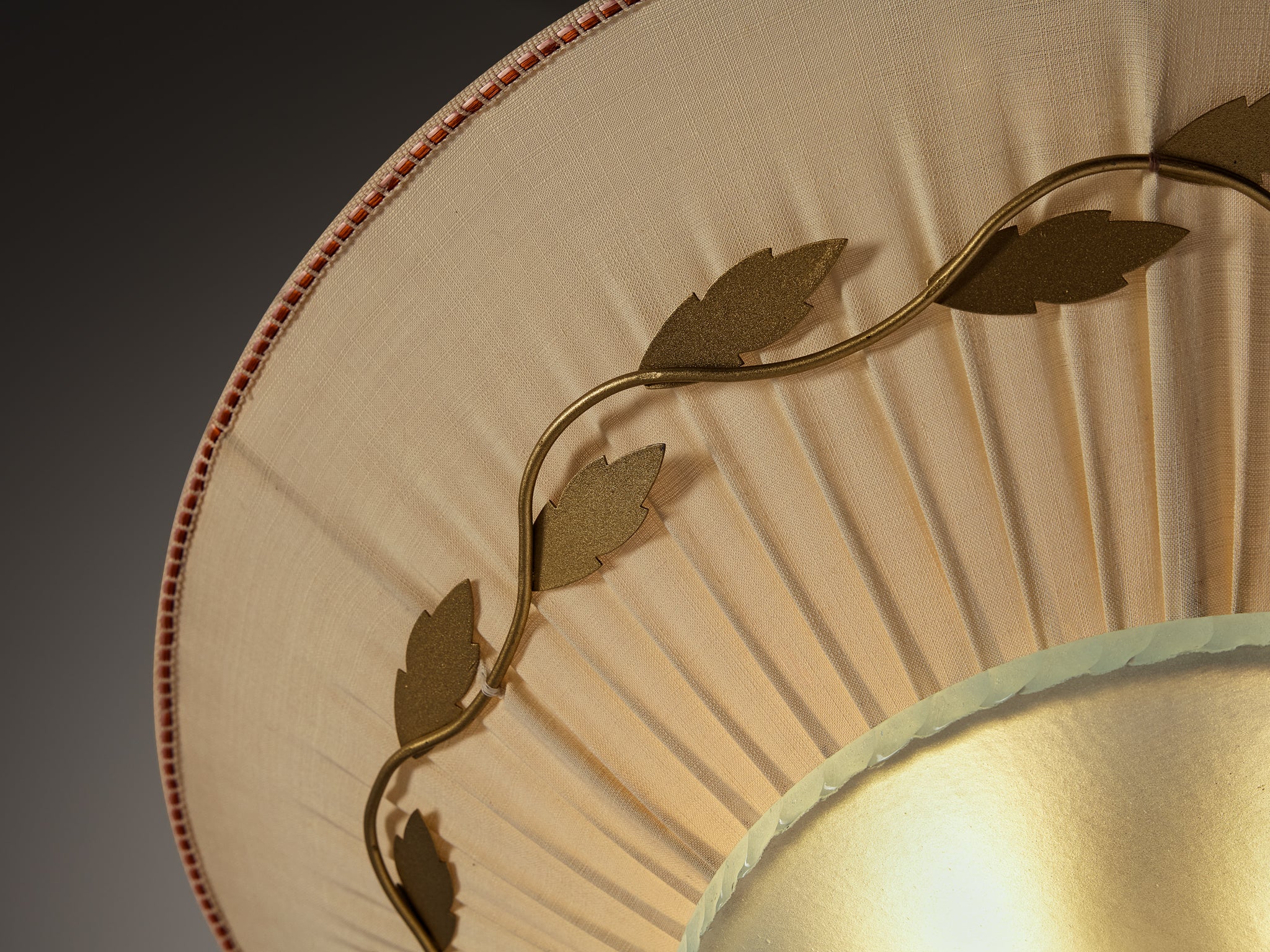 Scandinavian Modern ASEA Chandelier with Brass Leaf Ornaments