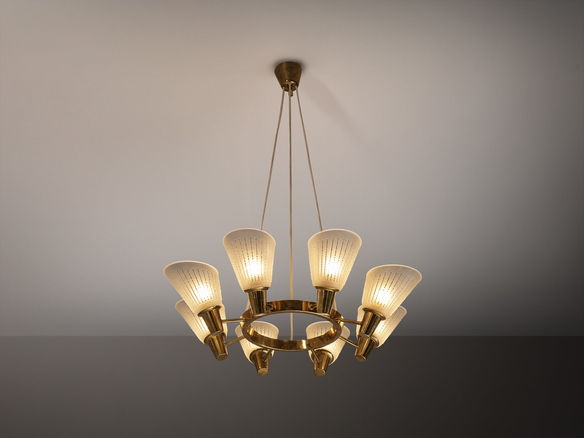 Harald Notini and Eller Uno Westerberg for Chandelier in Brass and Glass Lighting Morentz