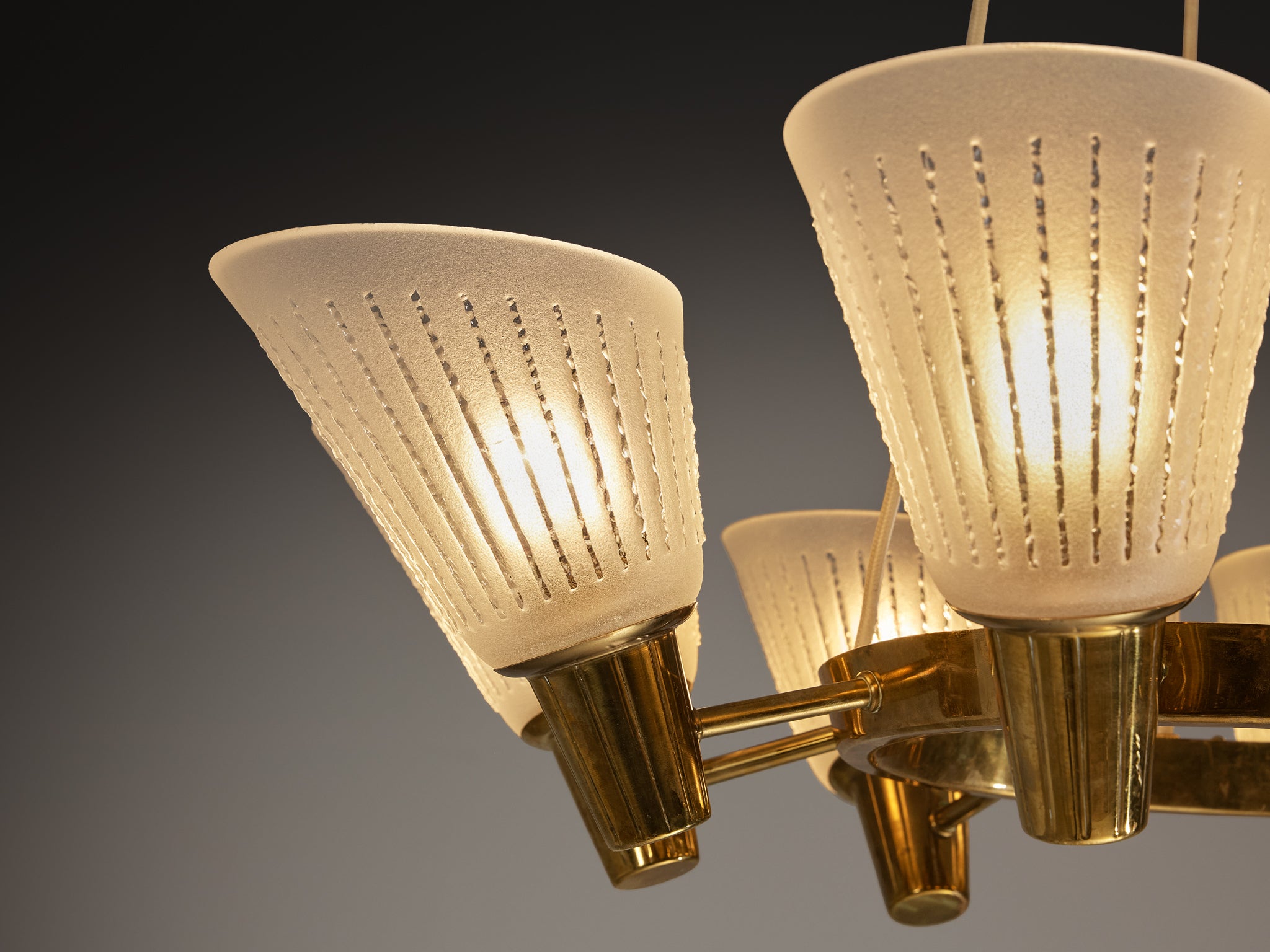 Harald Notini and Eller Uno Westerberg for Chandelier in Brass and Glass Lighting Morentz