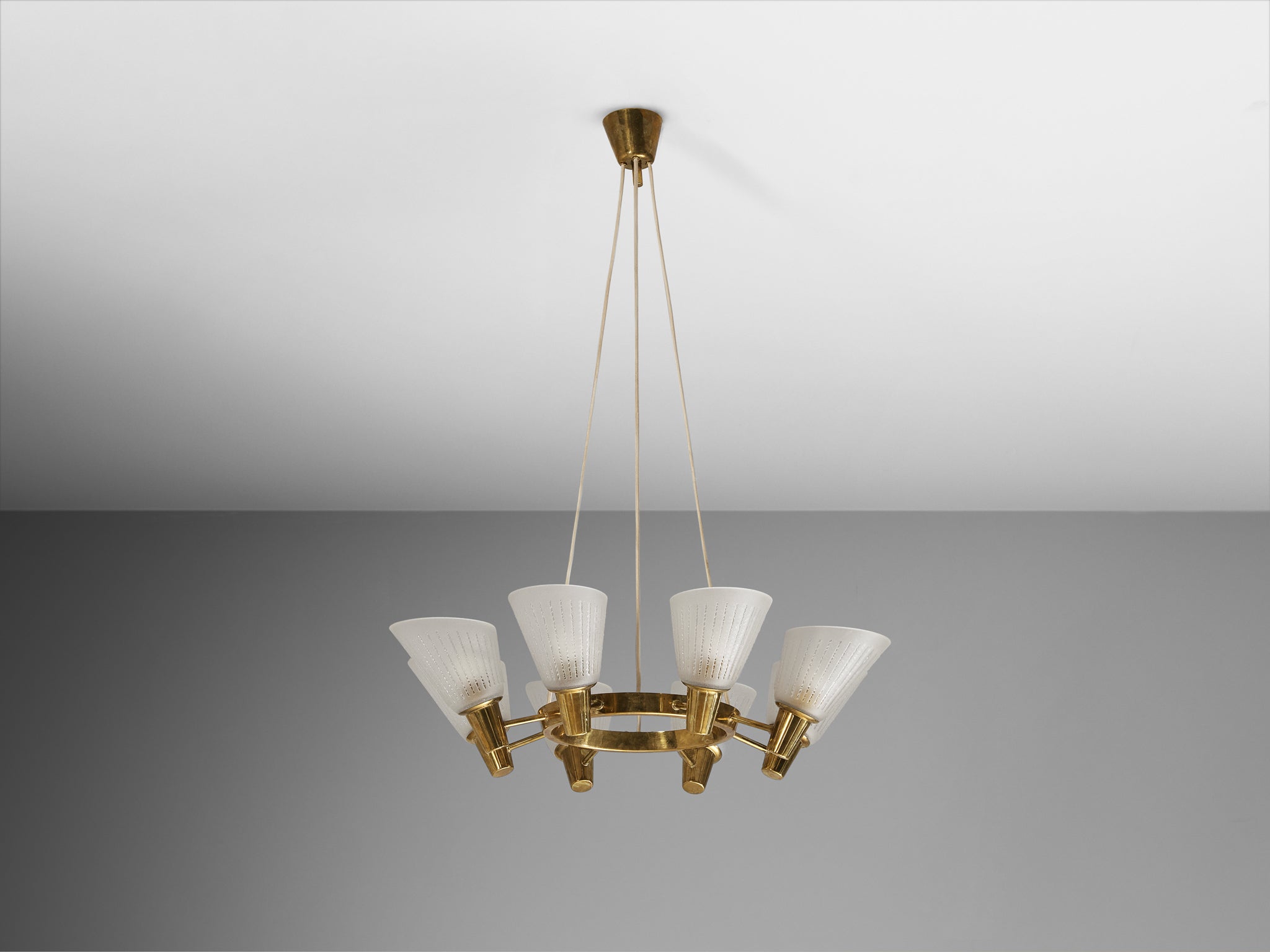 Harald Notini and Eller Uno Westerberg for Chandelier in Brass and Glass Lighting Morentz