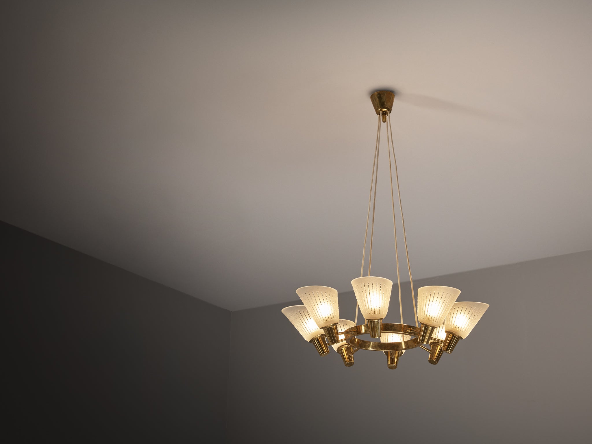Harald Notini and Eller Uno Westerberg for Chandelier in Brass and Glass Lighting Morentz