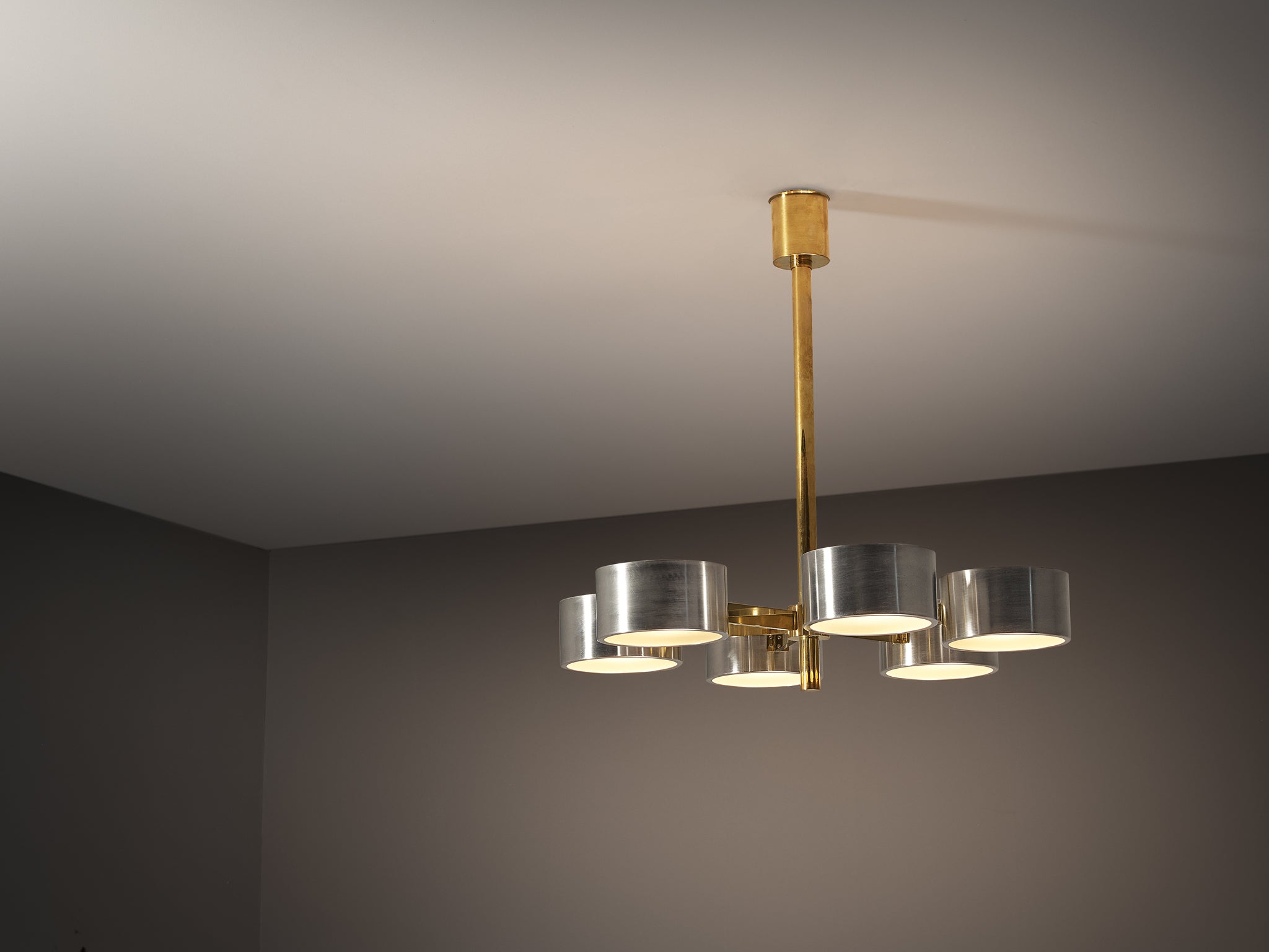Special Edition Hans-Agne Jakobsson Chandelier in Brushed Aluminum Lighting Morentz