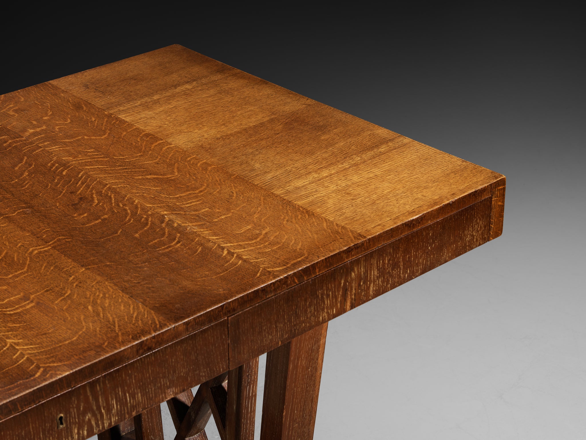 Ernesto Valabrega for Vittorio Valabrega Art Deco Desk in Cerused Oak Tables Morentz