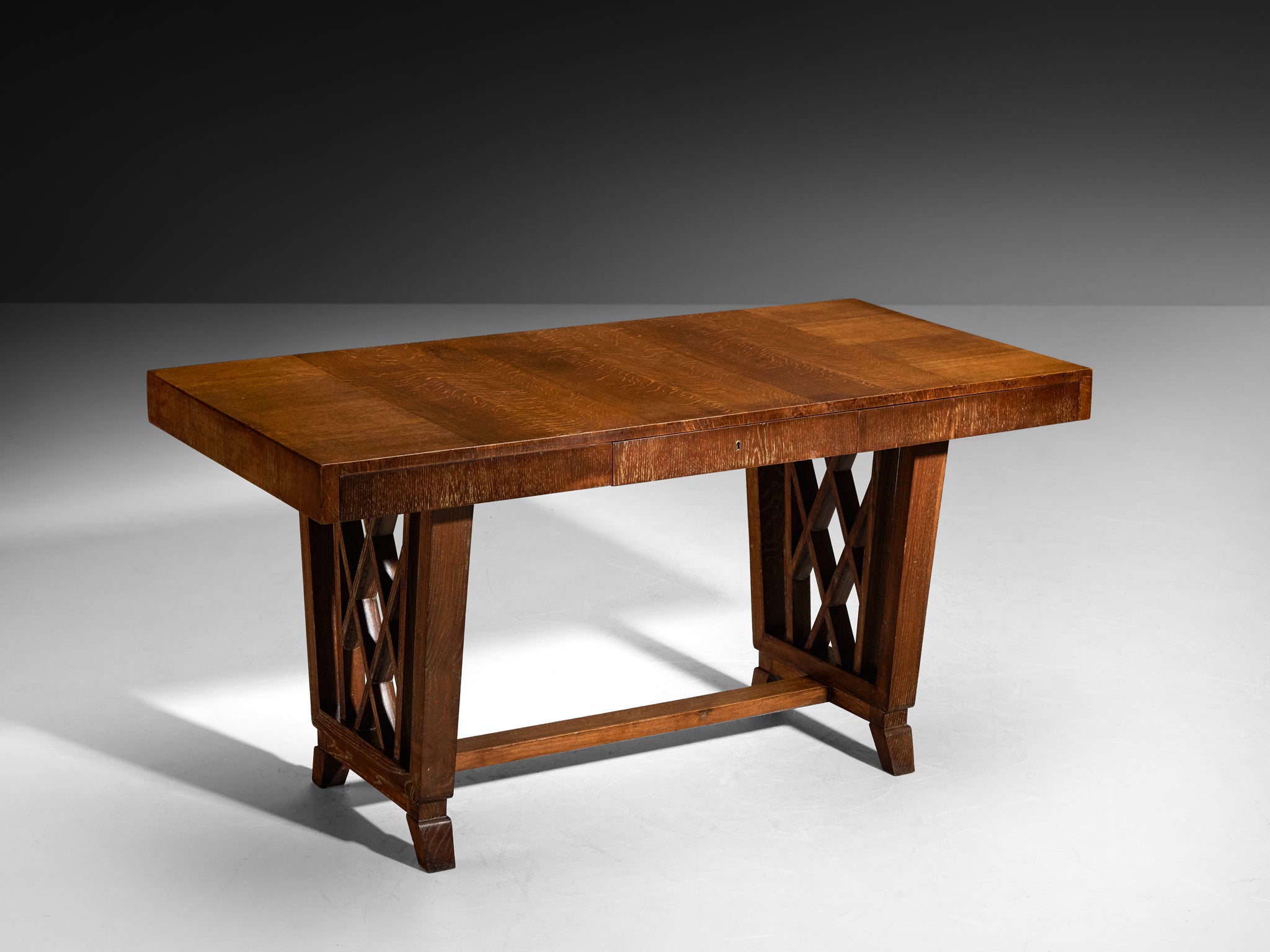 Ernesto Valabrega for Vittorio Valabrega Art Deco Desk in Cerused Oak Tables Morentz