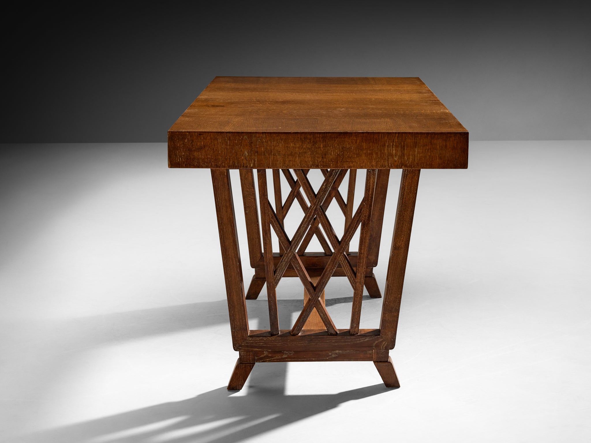 Ernesto Valabrega for Vittorio Valabrega Art Deco Desk in Cerused Oak Tables Morentz