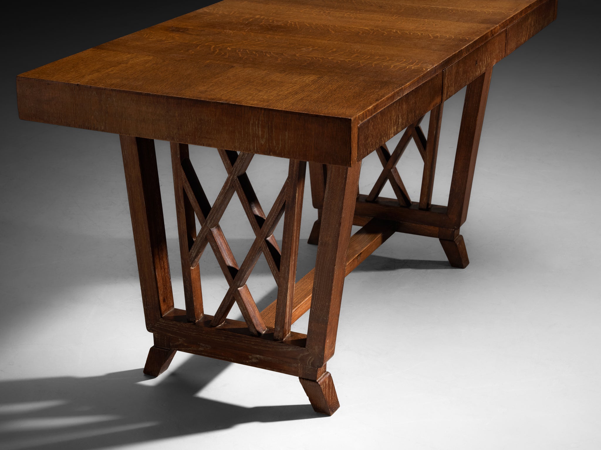 Ernesto Valabrega for Vittorio Valabrega Art Deco Desk in Cerused Oak Tables Morentz