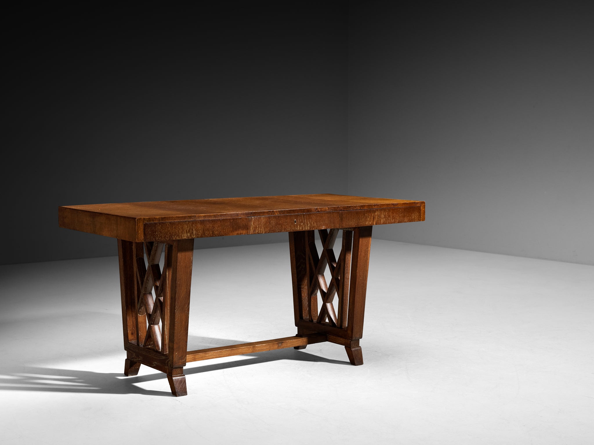 Ernesto Valabrega for Vittorio Valabrega Art Deco Desk in Cerused Oak Tables Morentz