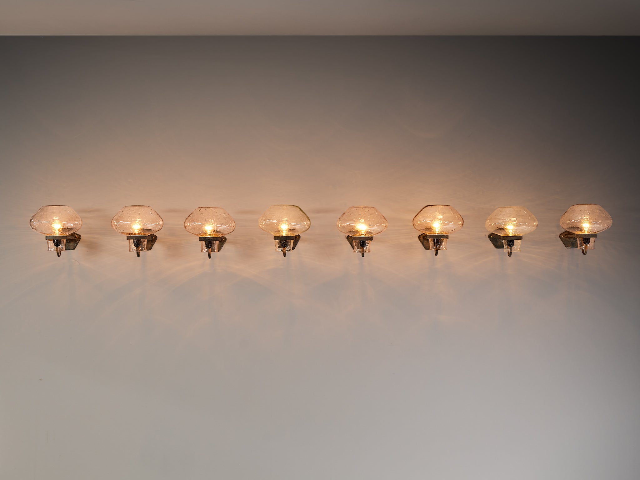 Gunnar Asplund for ASEA Wall Lights in Blown Glass and Metal Lighting Morentz