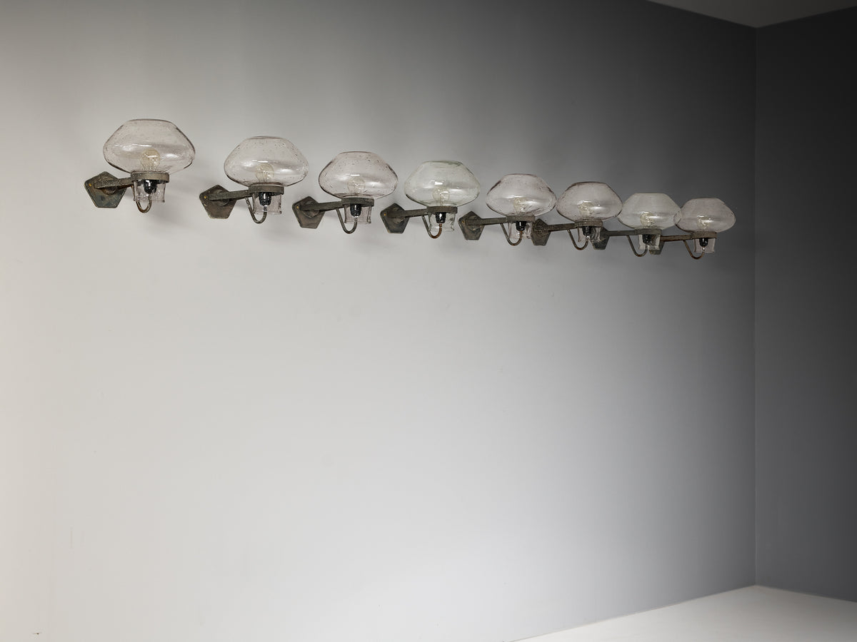 Gunnar Asplund for ASEA Wall Lights in Blown Glass and Metal Lighting Morentz