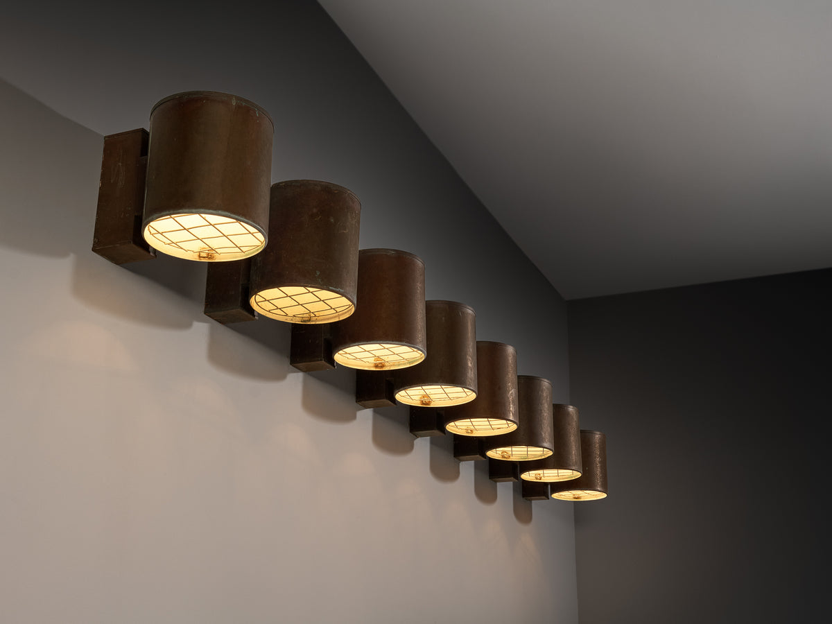Large Swedish Wall Lights in Patinated Copper Lighting Morentz