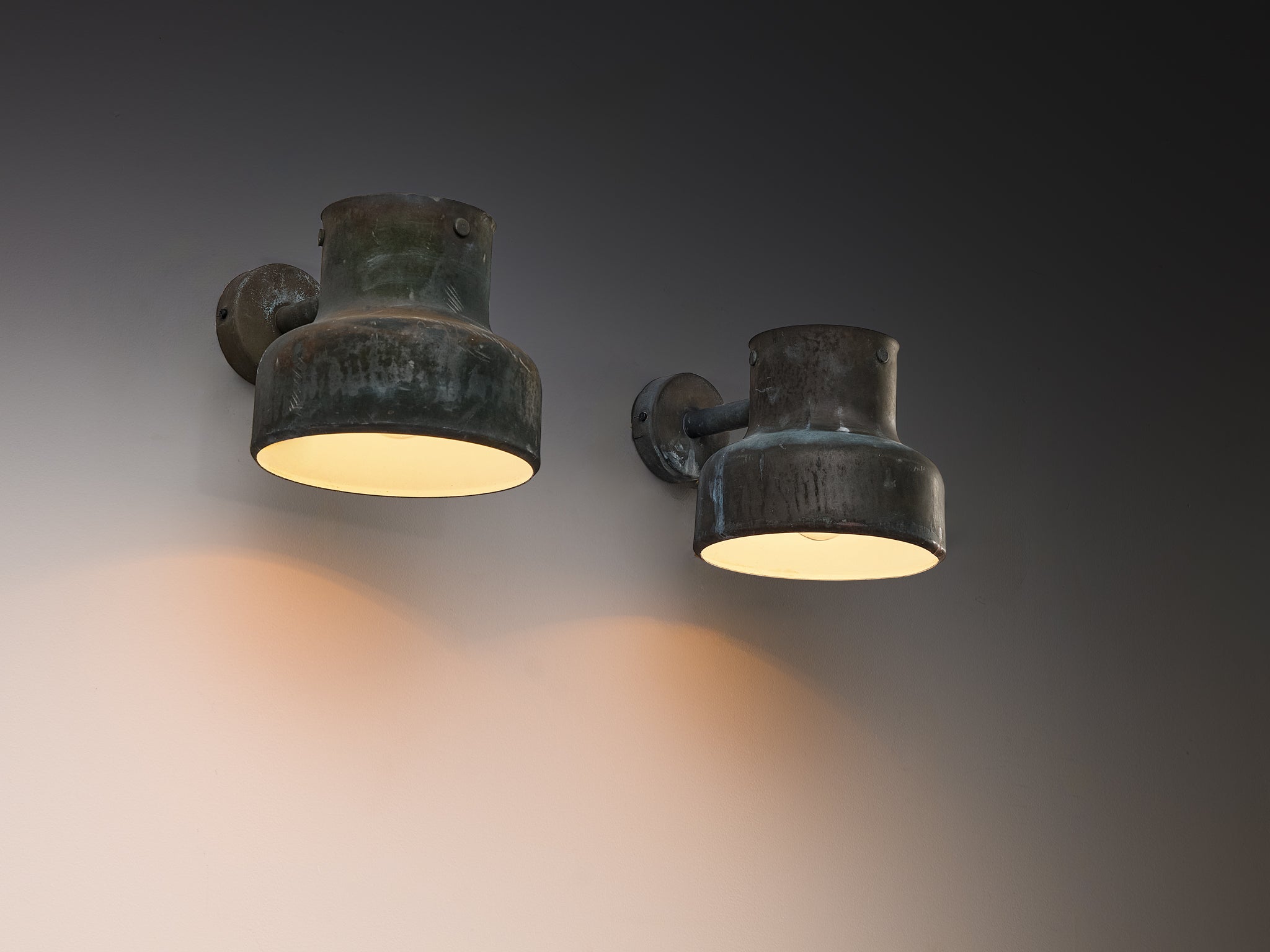 Anders Pehrson for Ateljé Lyktan Bumling Utomhus Pair of Wall Lights in Copper Lighting Morentz