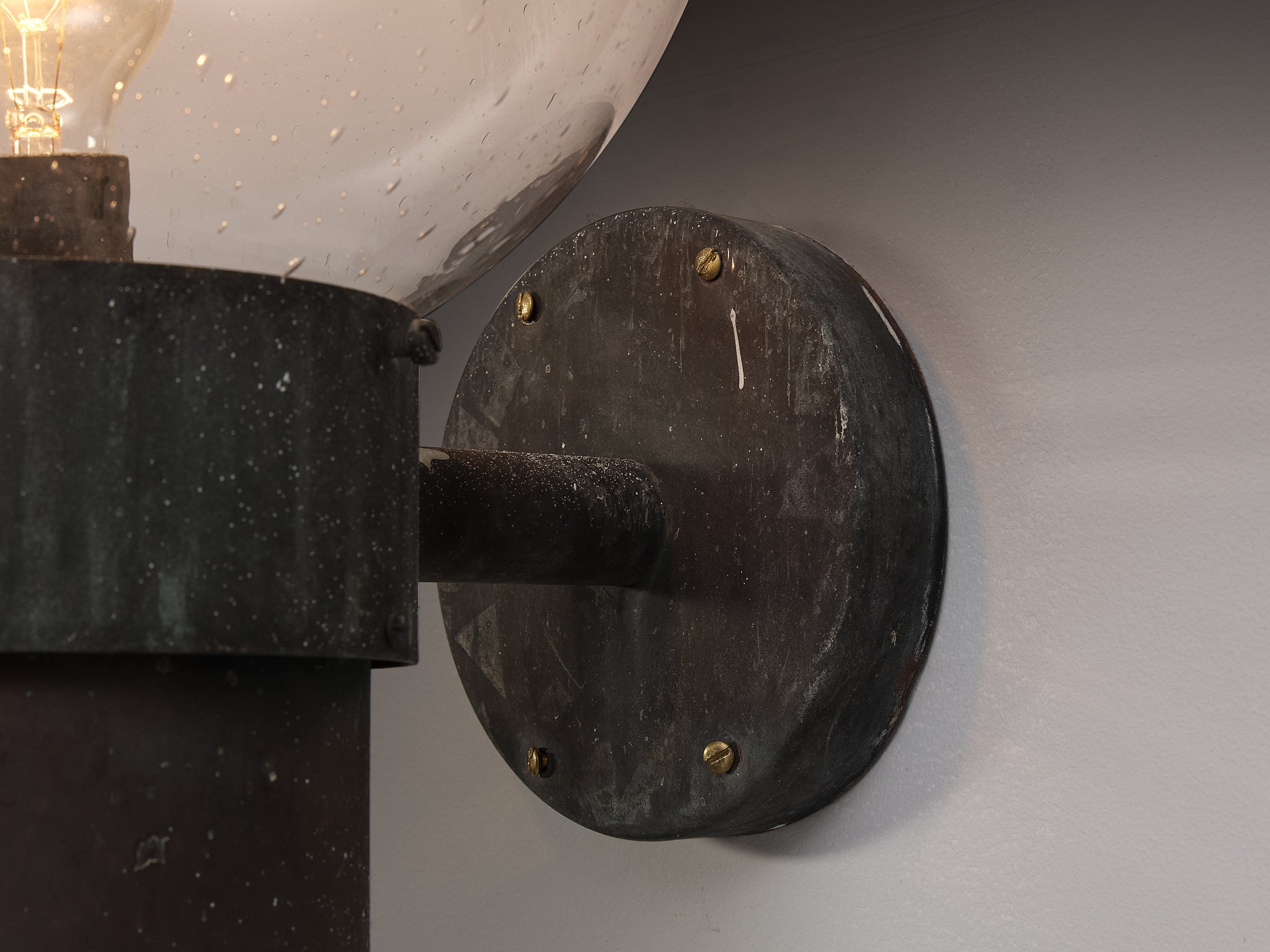 Anders Pehrson for Ateljé Lyktan 'King' Wall Lights in Copper and Blown Glass Lighting Morentz