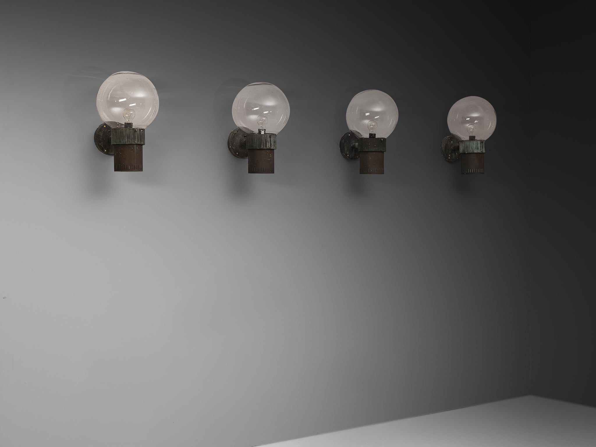 Anders Pehrson for Ateljé Lyktan 'King' Wall Lights in Copper and Blown Glass Lighting Morentz