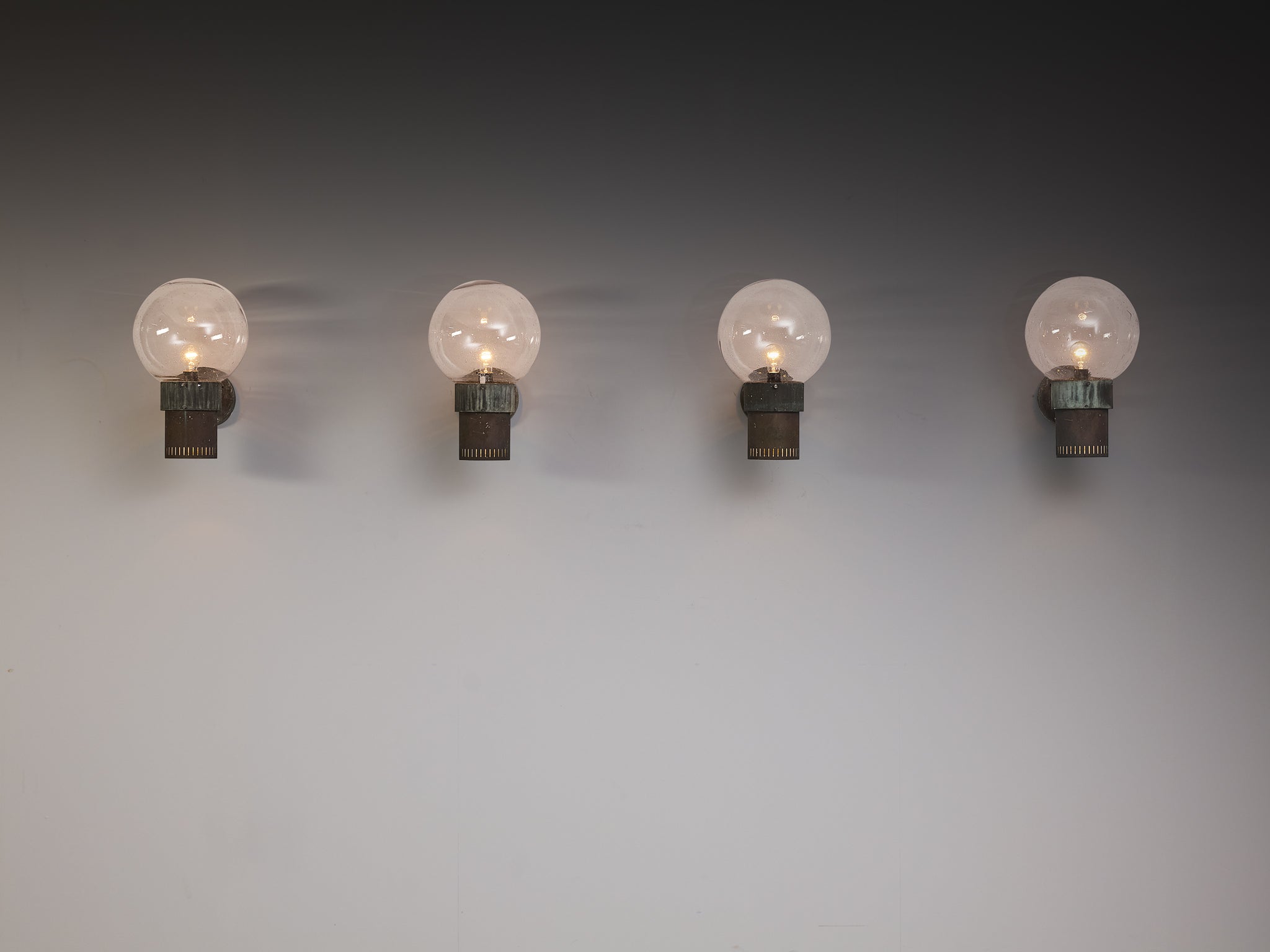 Anders Pehrson for Ateljé Lyktan 'King' Wall Lights in Copper and Blown Glass Lighting Morentz