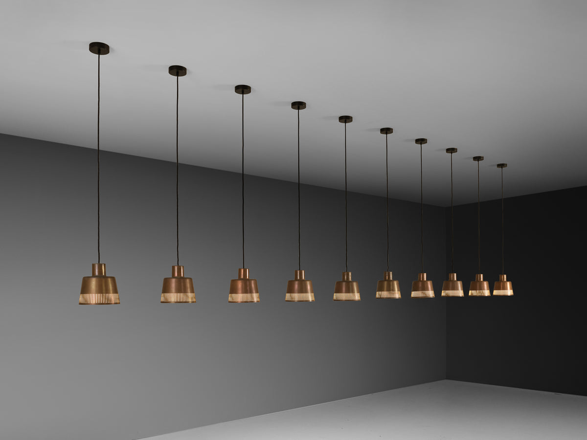 Hans Bergström for Ateljé Lyktan Pendants in Patinated Copper