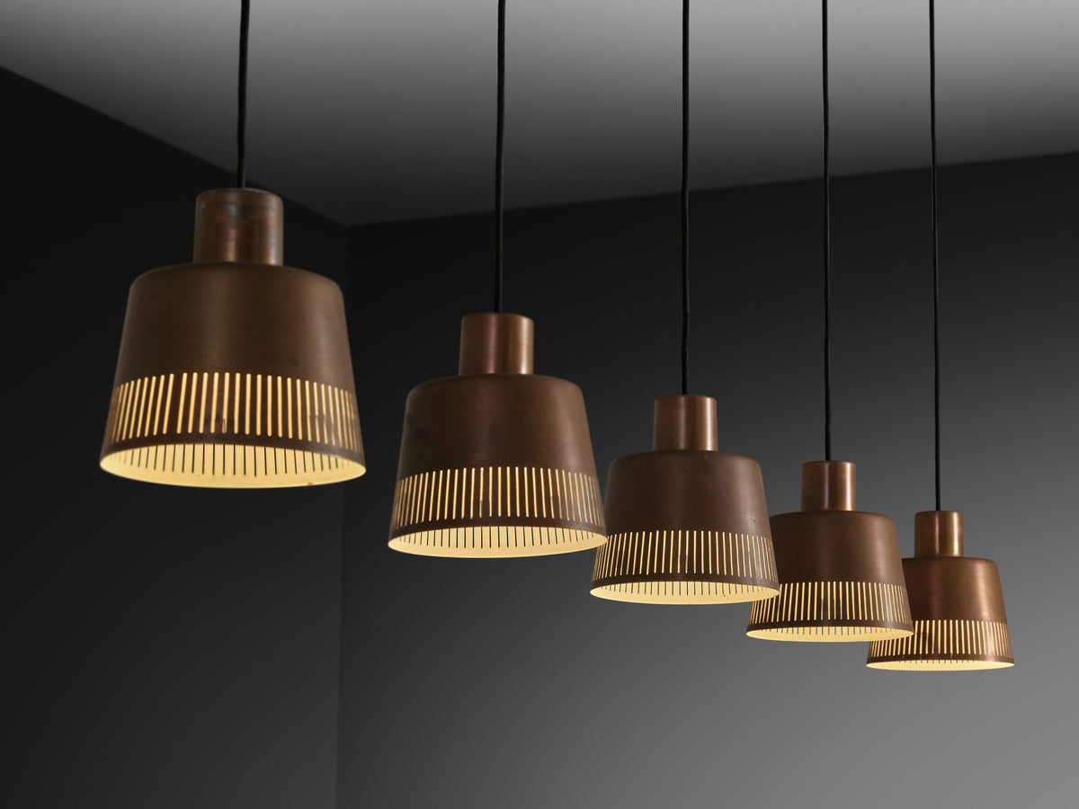 Hans Bergström for Ateljé Lyktan Pendants in Patinated Copper