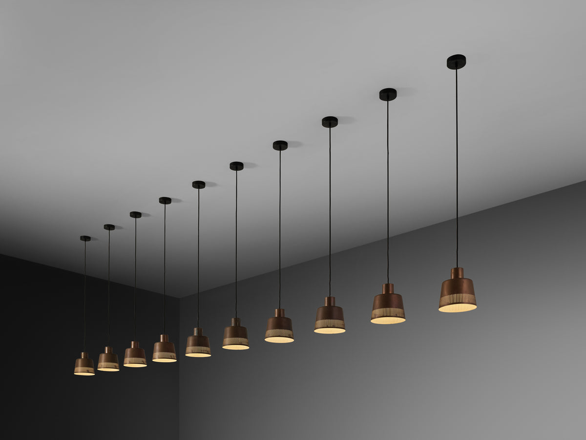 Hans Bergström for Ateljé Lyktan Pendants in Patinated Copper