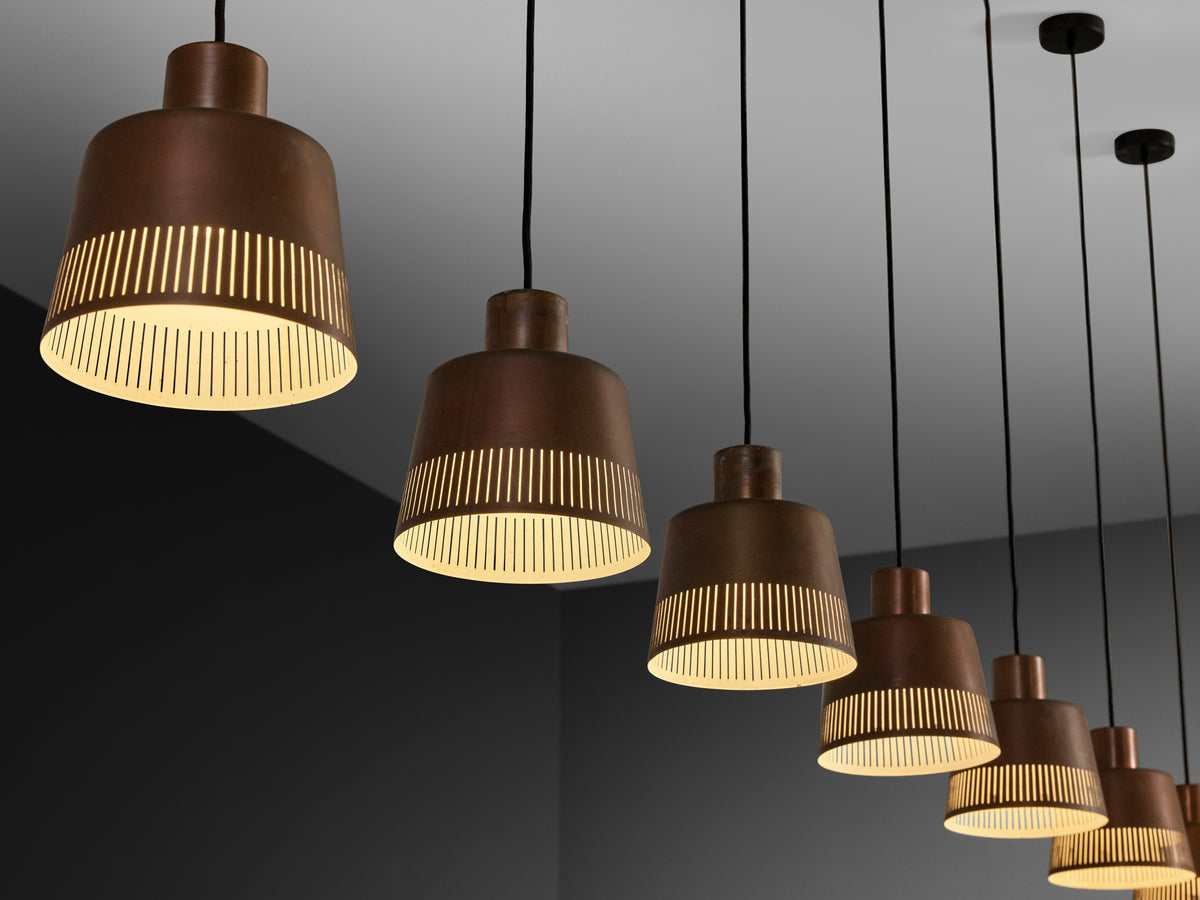 Hans Bergström for Ateljé Lyktan Pendants in Patinated Copper