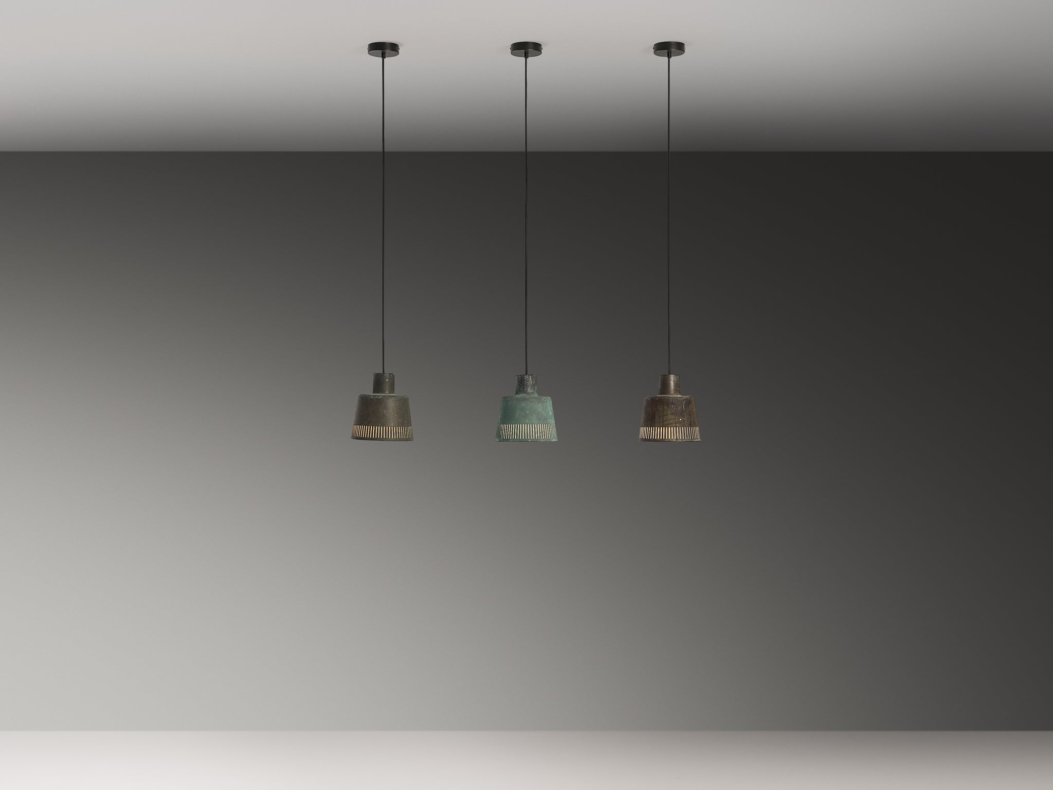Hans Bergström for Ateljé Lyktan Pendants in Patinated Copper Lighting Morentz