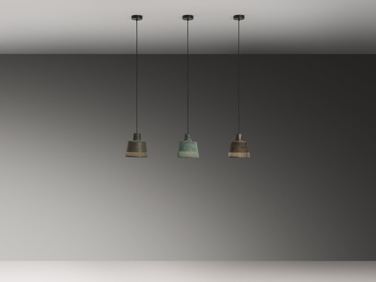 Hans Bergström for Ateljé Lyktan Pendants in Patinated Copper Lighting Morentz