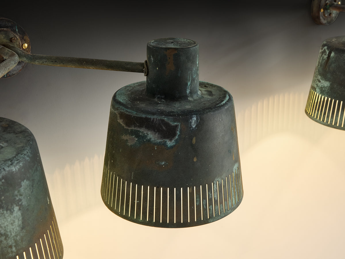 Hans Bergström for Ateljé Lyktan Rare Double Wall Lamps in Patinated Copper Lighting Morentz