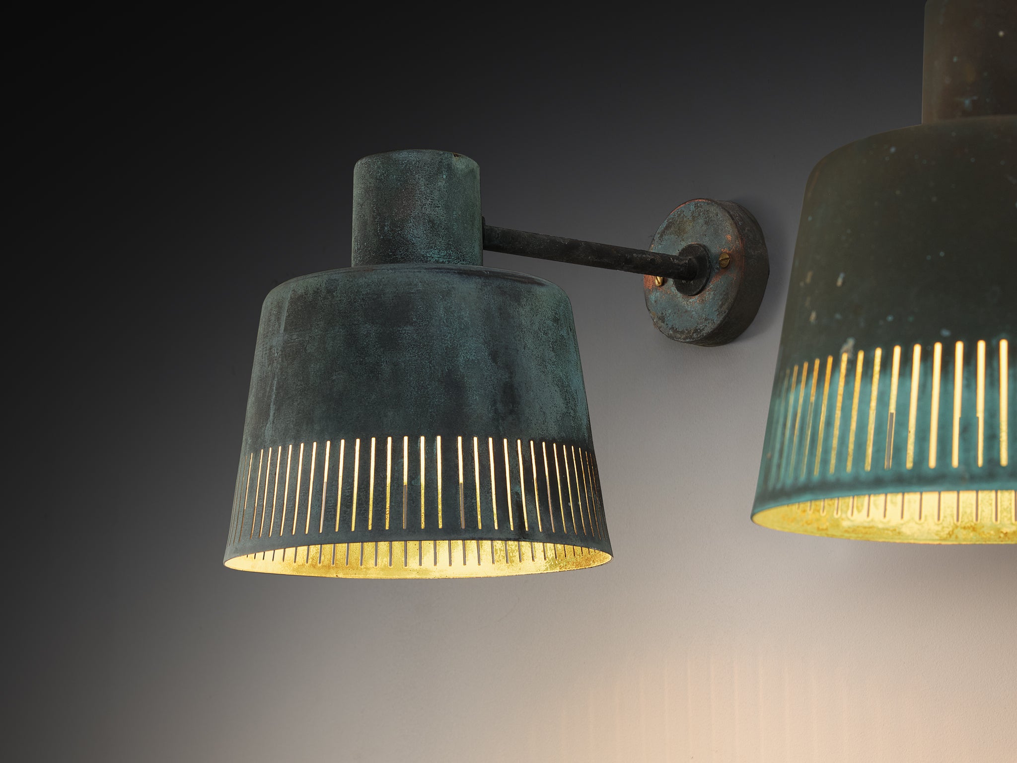 Hans Bergström for Ateljé Lyktan Wall Lights in Patinated Copper Lighting Morentz