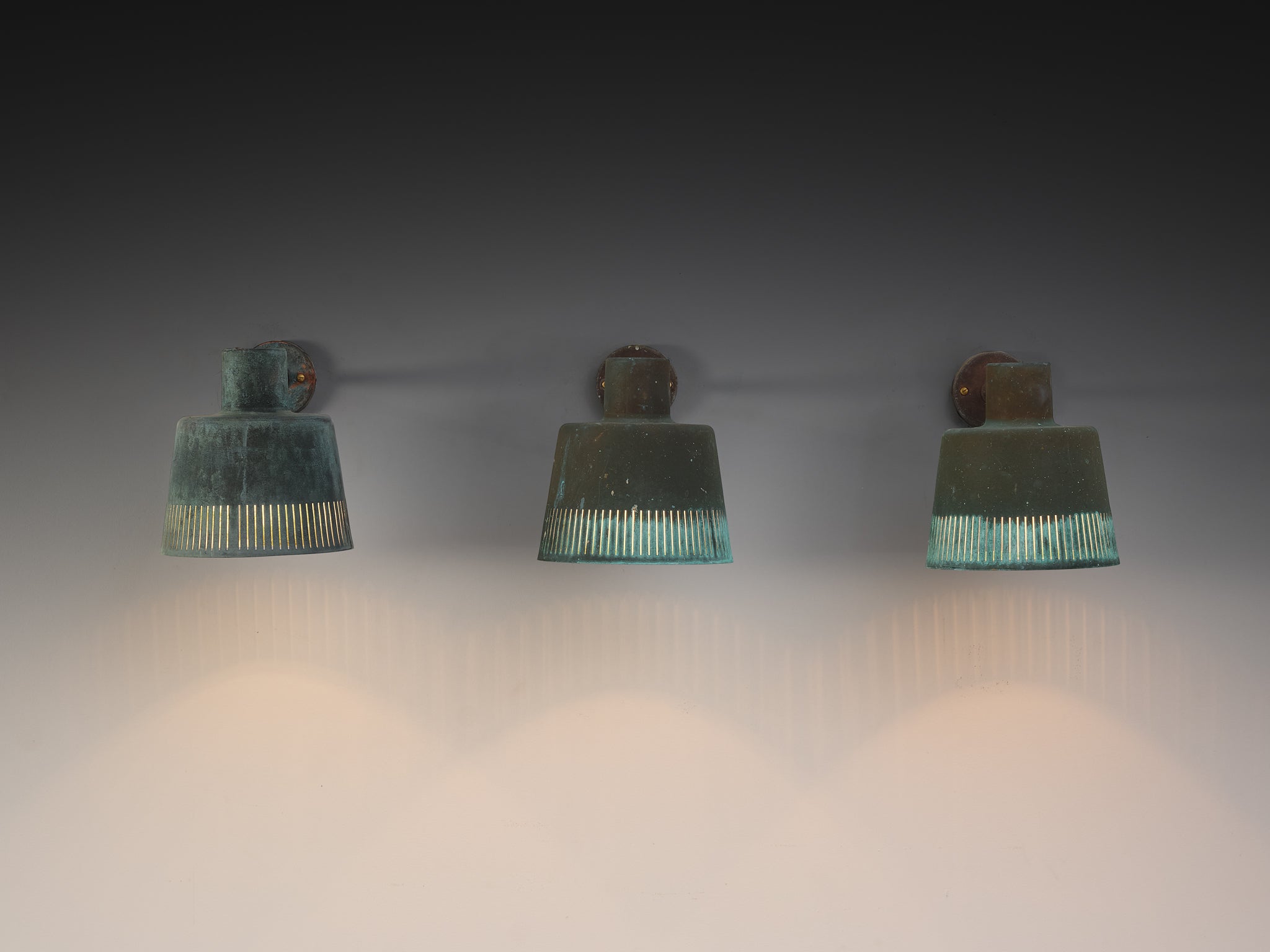 Hans Bergström for Ateljé Lyktan Wall Lights in Patinated Copper Lighting Morentz
