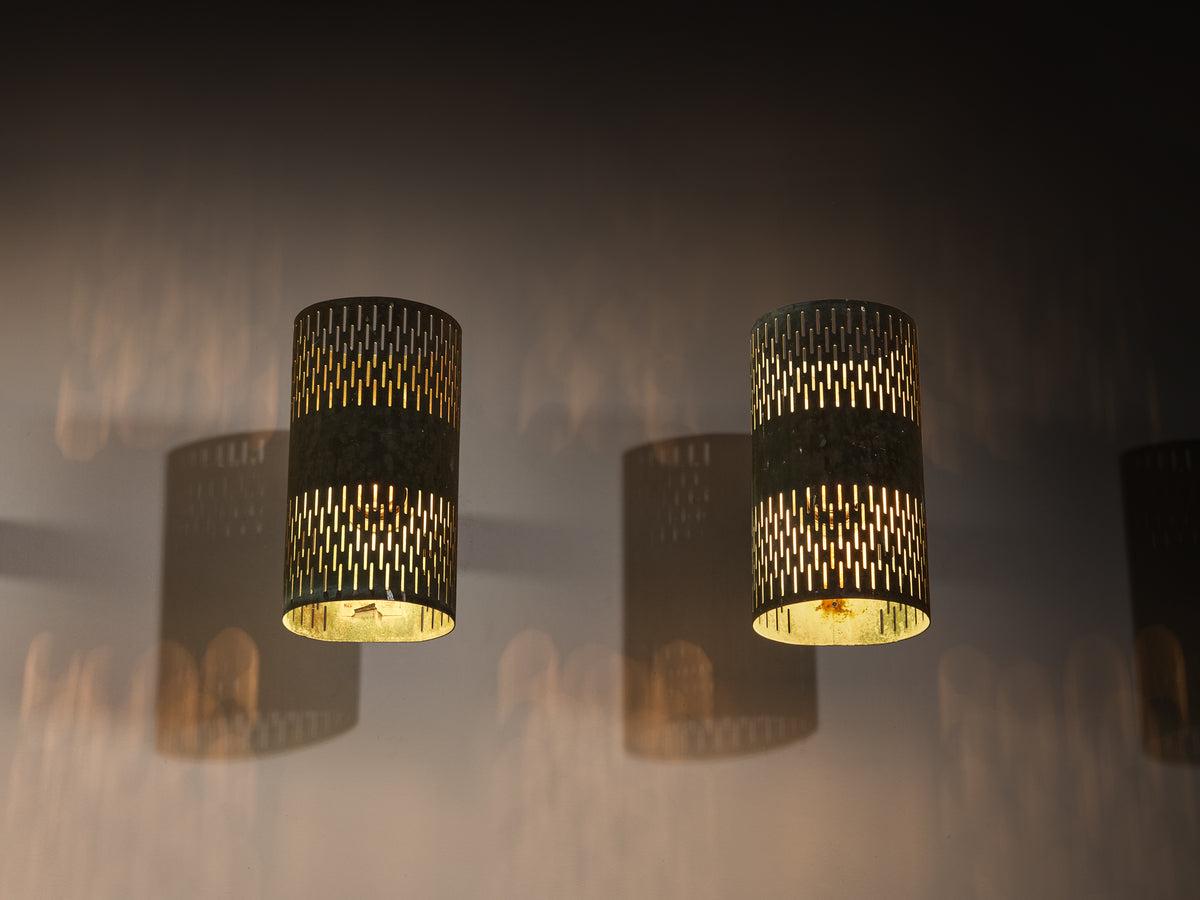 Hans Bergström for Ateljé Lyktan '1040 U' Wall Lights in Patinated Copper Lighting Morentz