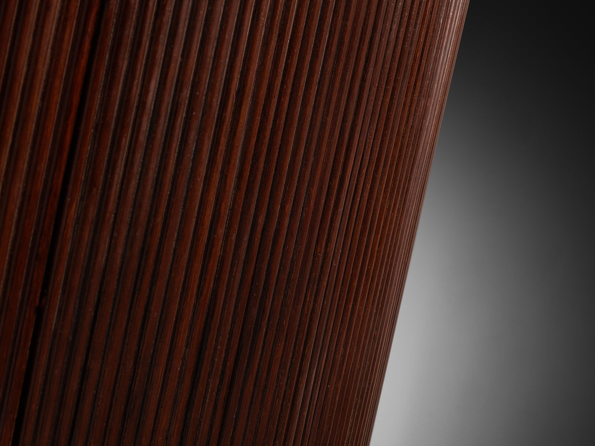 Italian Art Deco Bar Cabinet in Red Stained Walnut, Brass and Mirrored Glass Case pieces and storage cabinets Morentz