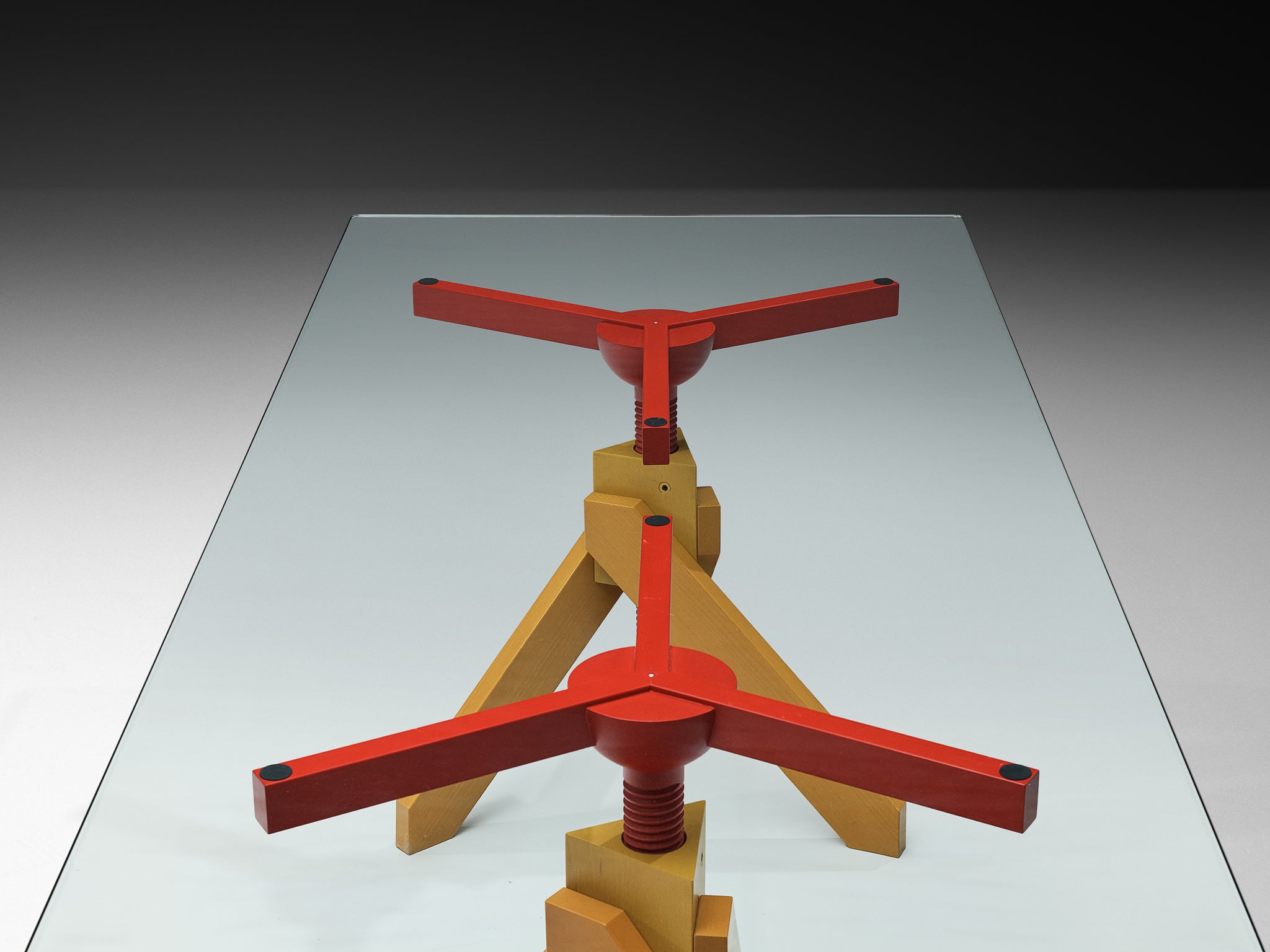 Vico Magistretti for De Padova 'Vidun' Dining Table with Colorful Geometric Base Tables Morentz