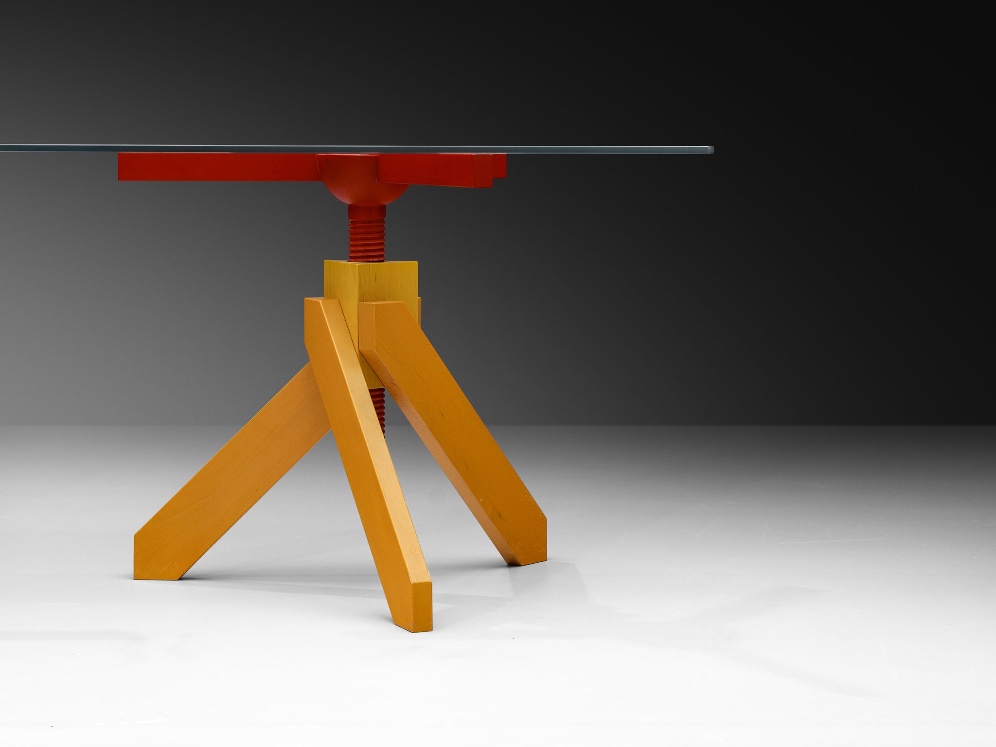 Vico Magistretti for De Padova 'Vidun' Dining Table with Colorful Geometric Base Tables Morentz