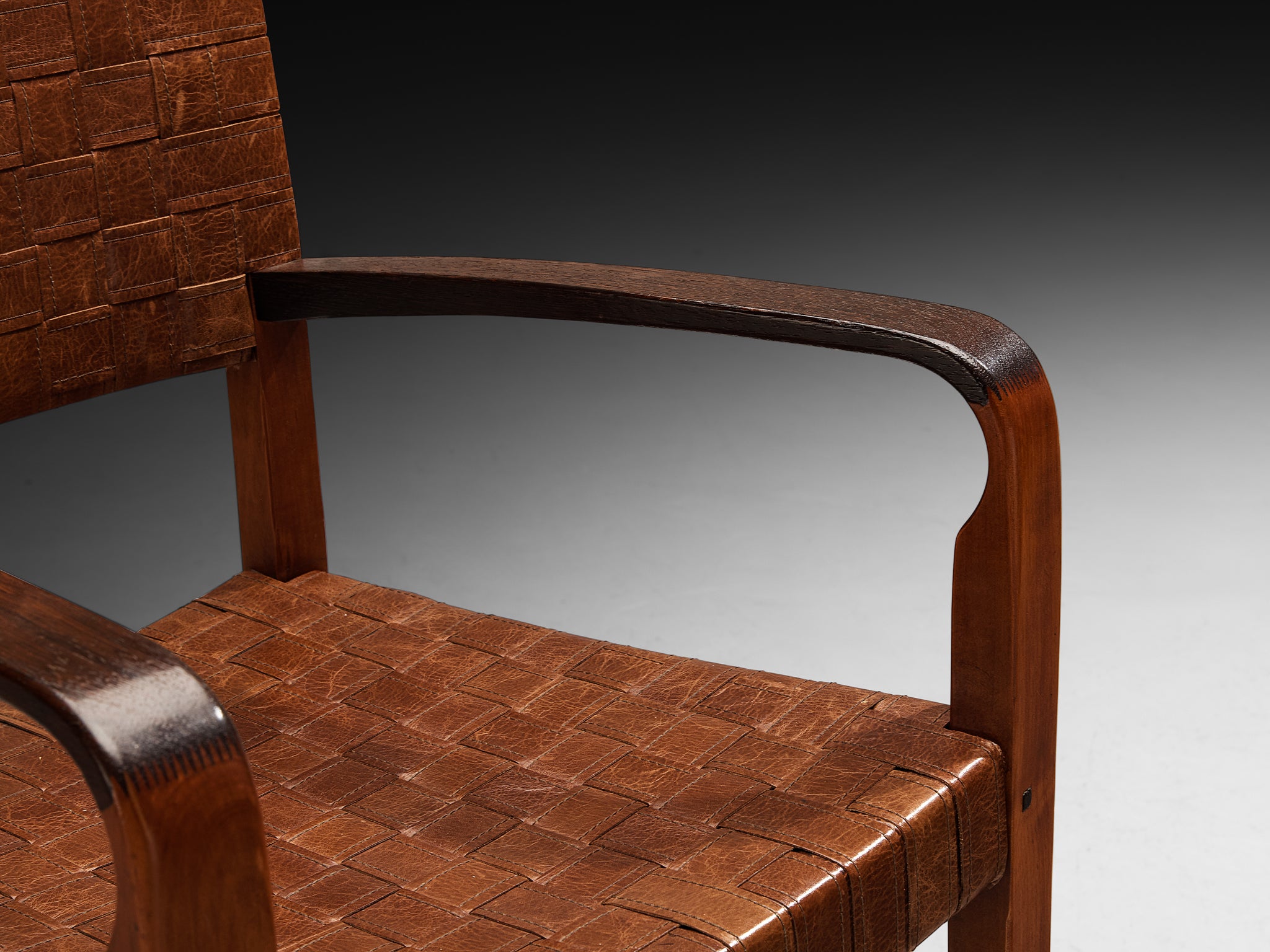 Frits Schuitema Pair of Dining Chairs in Wood and Leather Seating Morentz