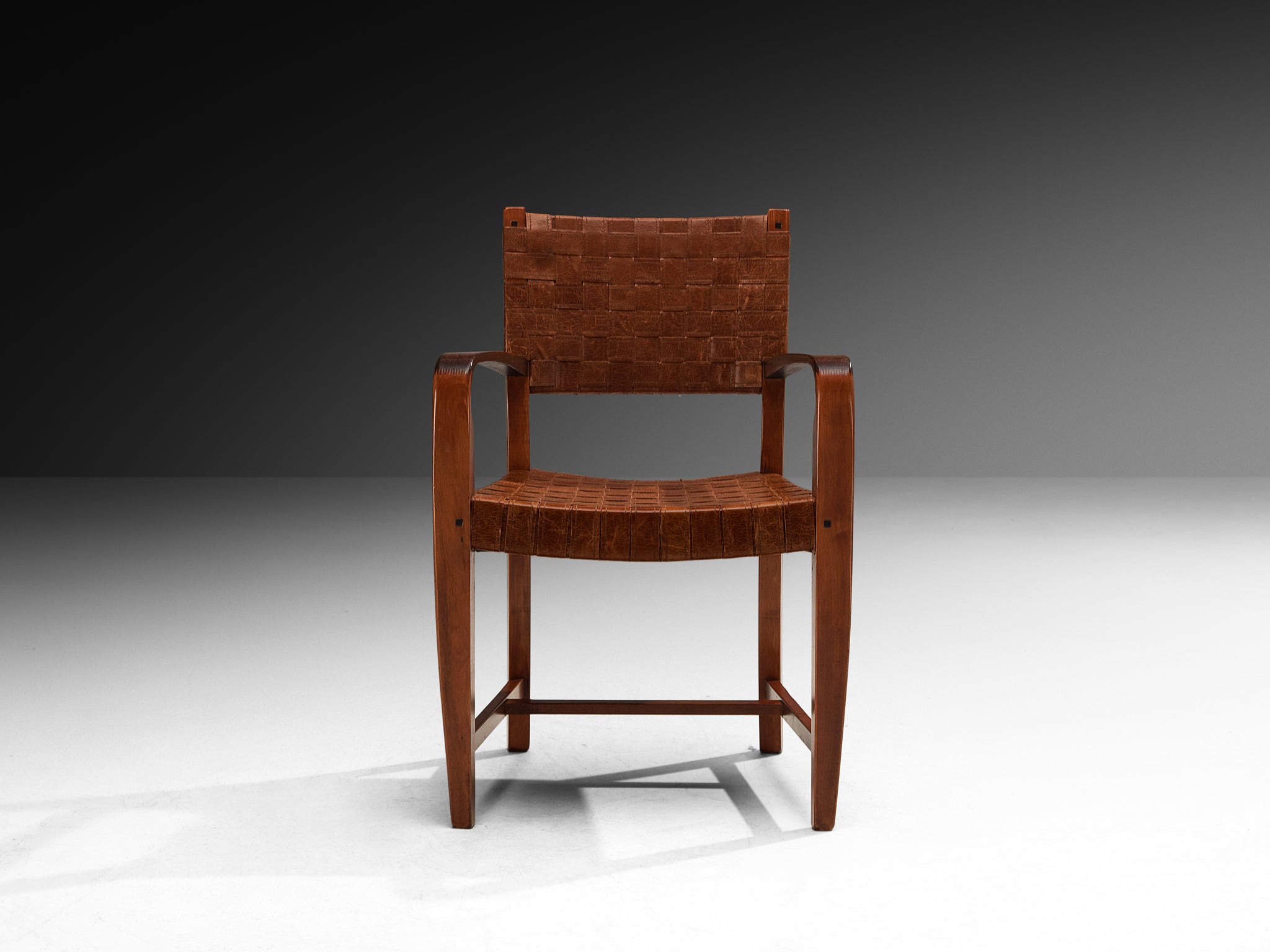 Frits Schuitema Pair of Dining Chairs in Wood and Leather Seating Morentz