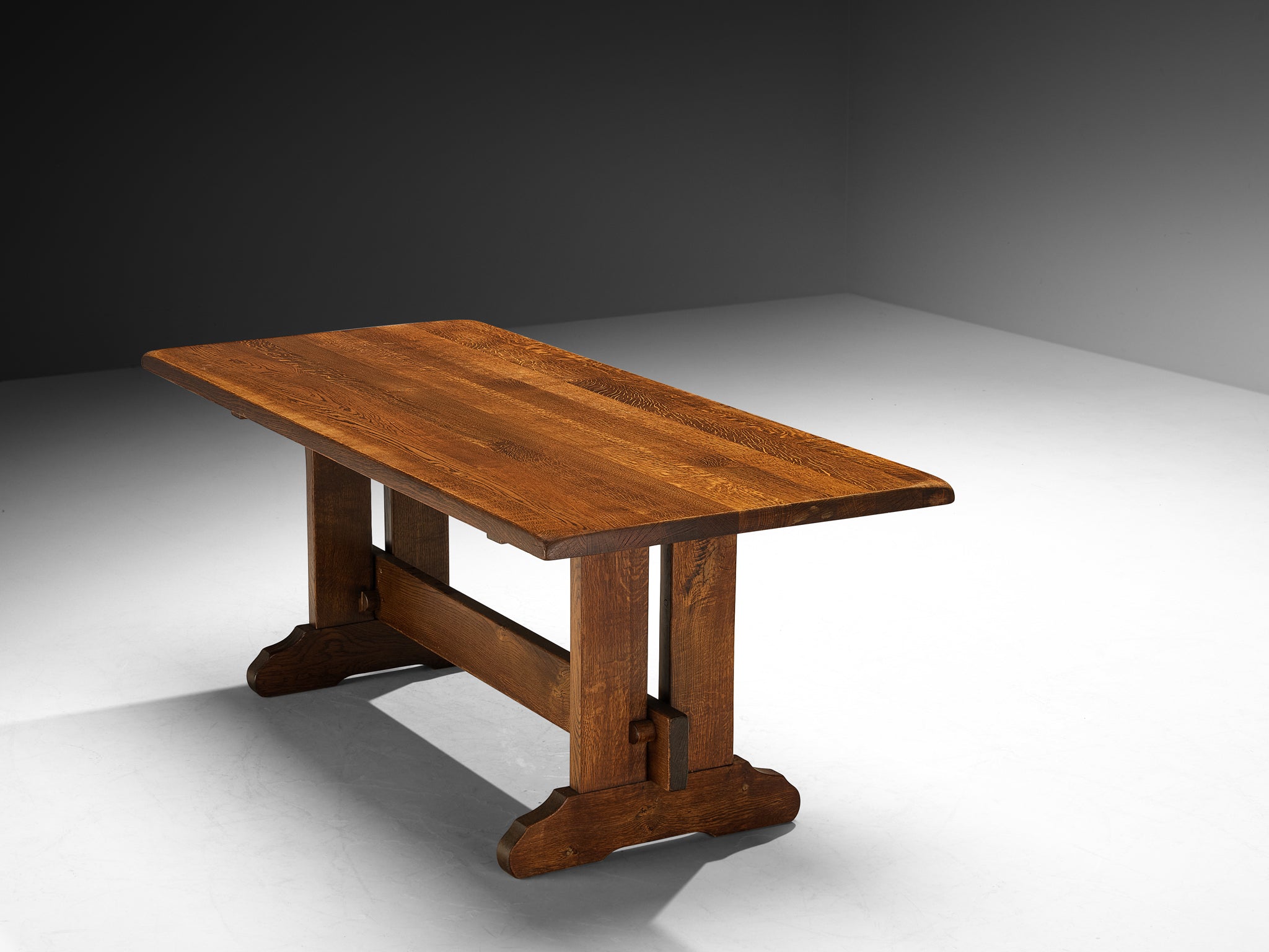 Extendable Mid-Century Dining Rustic Modern Table in Oak Tables Morentz