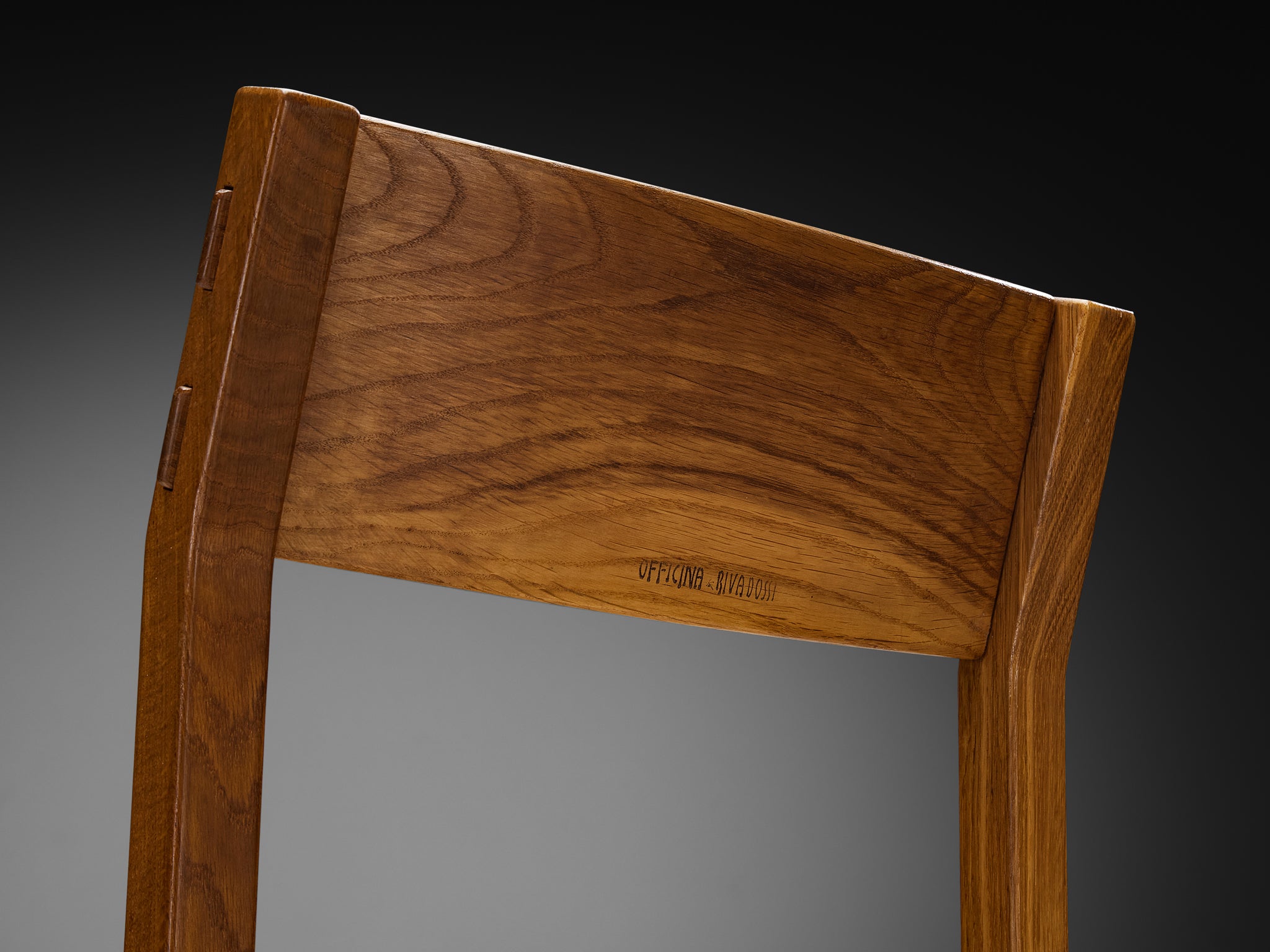 Giuseppe Rivadossi for Officina Rivadossi Set of Eight Dining Chairs in Oak Seating Morentz