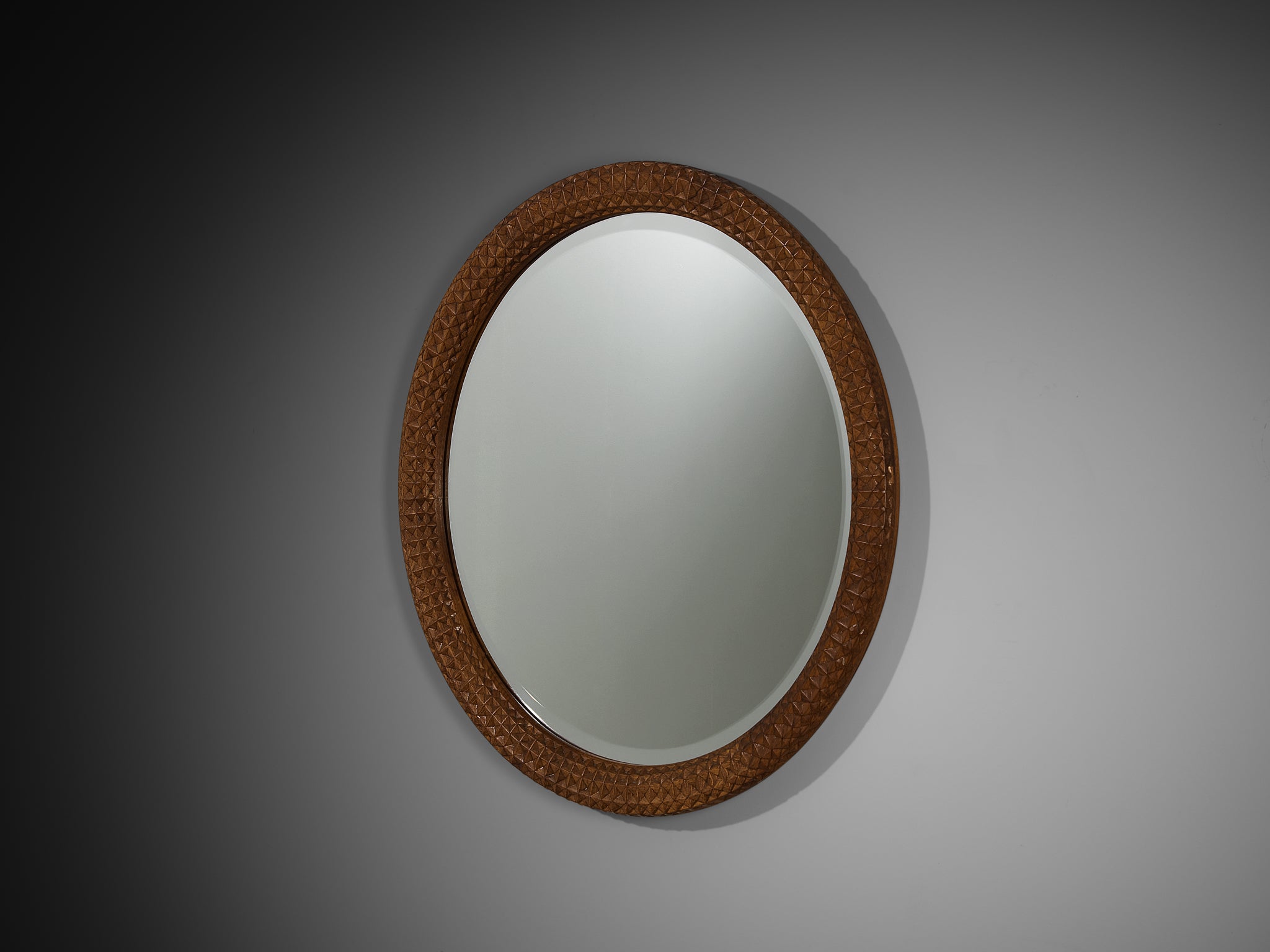 Giuseppe Rivadossi Sculptural Hand-Carved Mirror in Oak Mirrors Morentz
