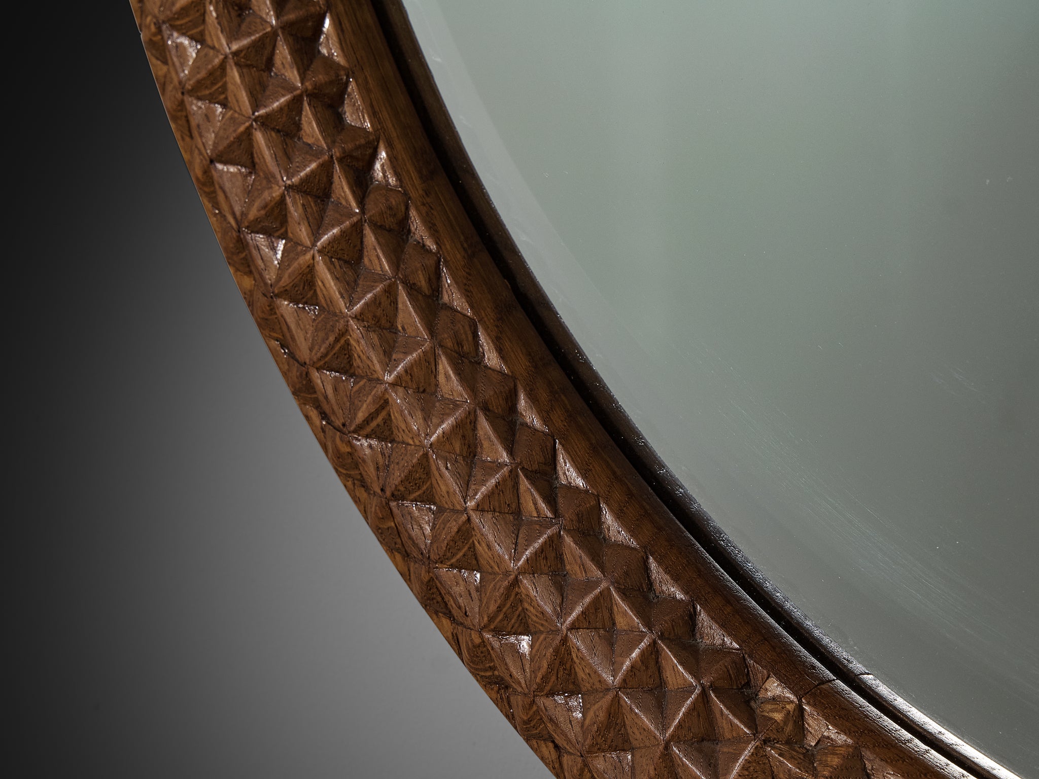 Giuseppe Rivadossi Sculptural Hand-Carved Mirror in Oak Mirrors Morentz